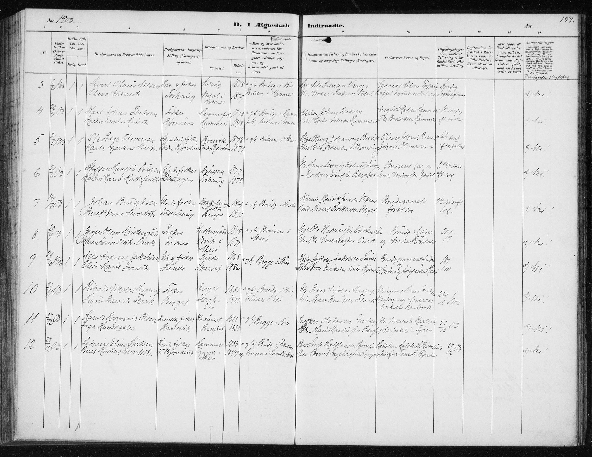 Ministerialprotokoller, klokkerbøker og fødselsregistre - Møre og Romsdal, AV/SAT-A-1454/566/L0773: Parish register (copy) no. 566C02, 1892-1909, p. 197