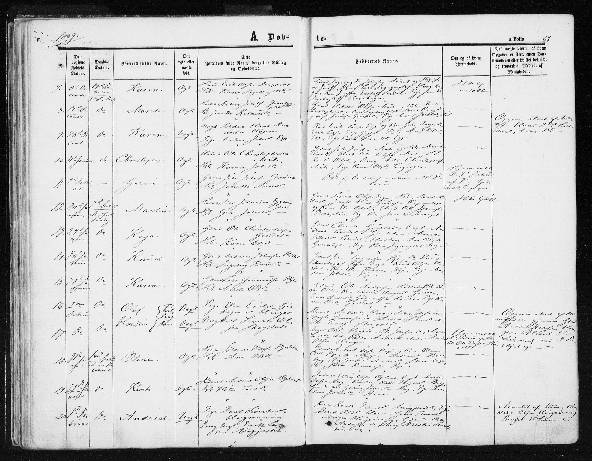 Ministerialprotokoller, klokkerbøker og fødselsregistre - Sør-Trøndelag, SAT/A-1456/612/L0377: Parish register (official) no. 612A09, 1859-1877, p. 67