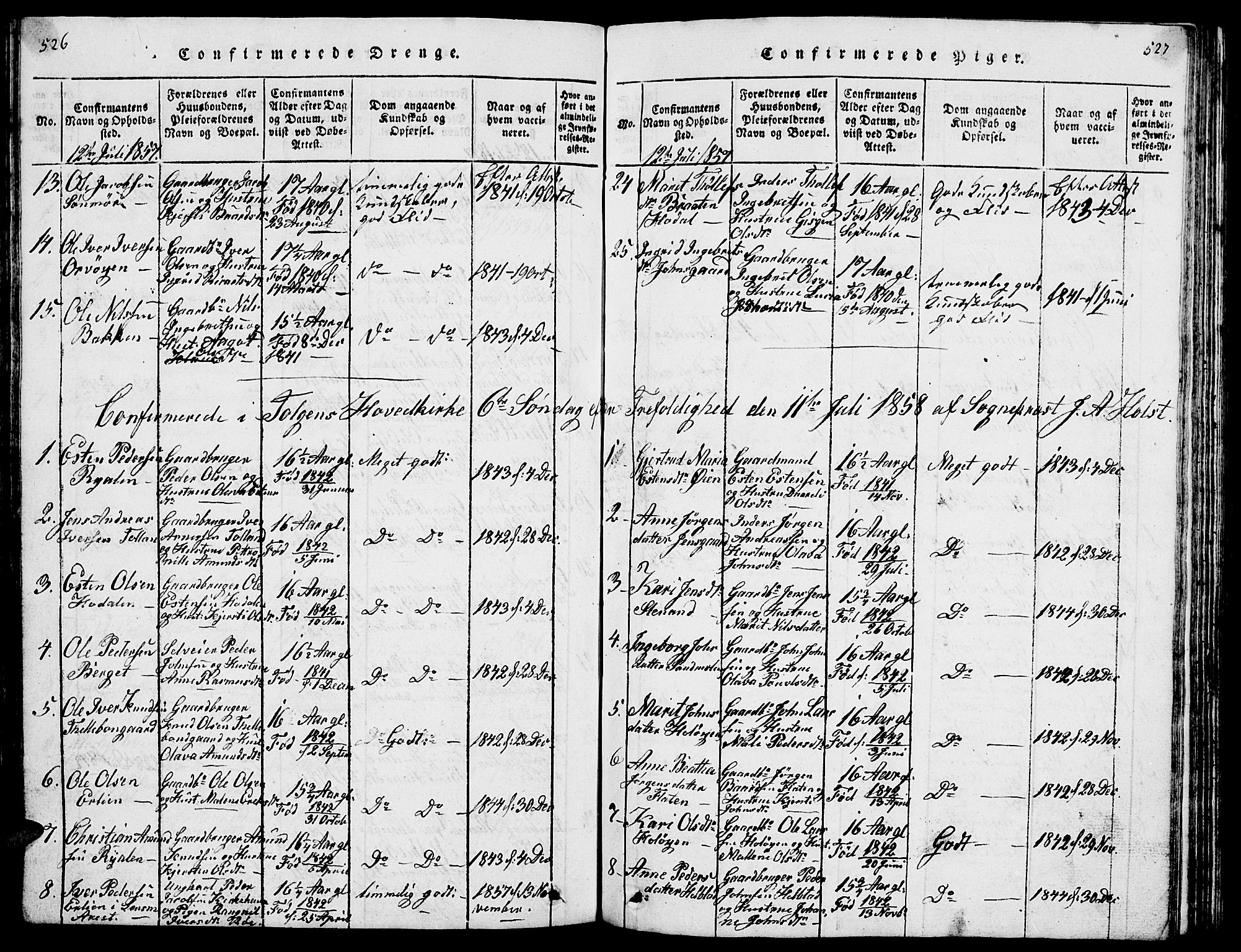Tolga prestekontor, SAH/PREST-062/L/L0001: Parish register (copy) no. 1, 1814-1877, p. 526-527