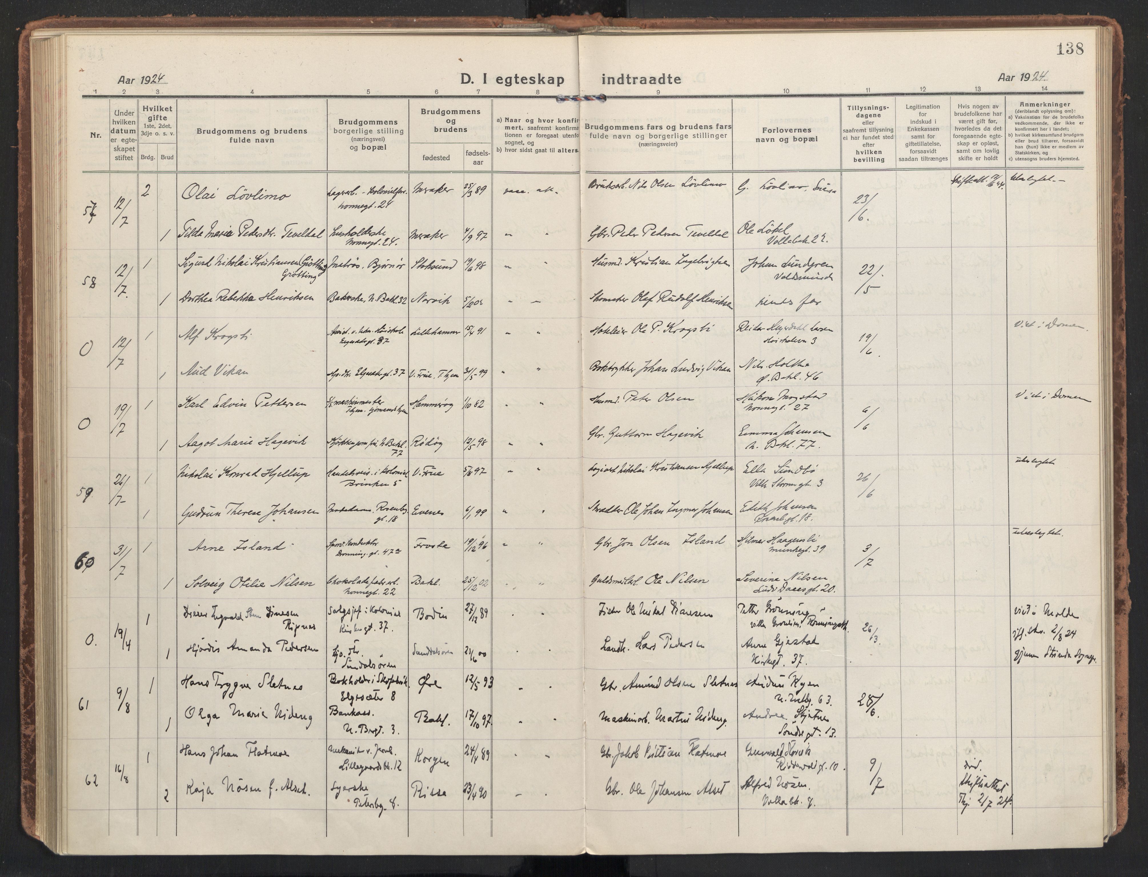 Ministerialprotokoller, klokkerbøker og fødselsregistre - Sør-Trøndelag, AV/SAT-A-1456/604/L0206: Parish register (official) no. 604A26, 1917-1931, p. 138