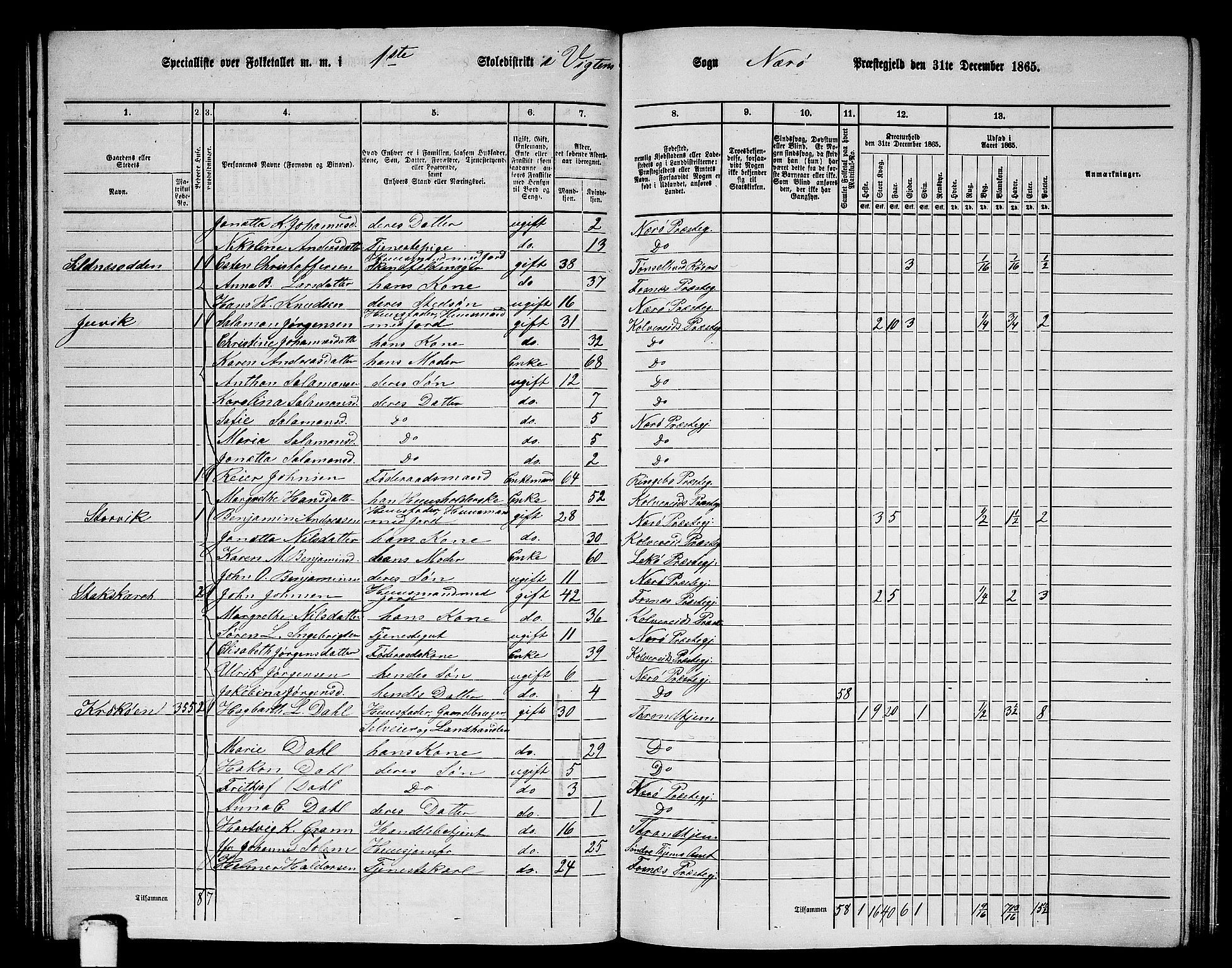 RA, 1865 census for Nærøy, 1865, p. 73