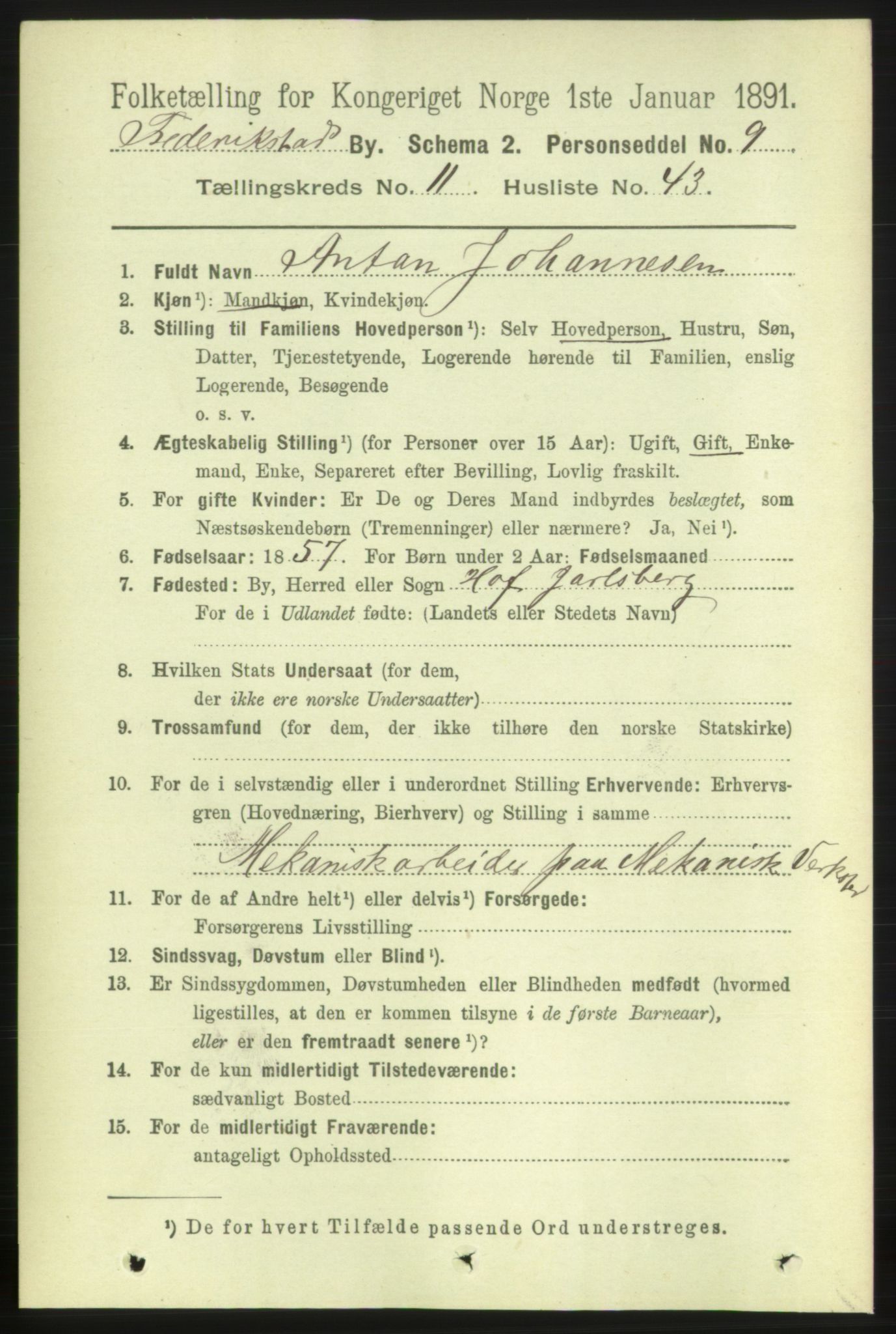 RA, 1891 census for 0103 Fredrikstad, 1891, p. 13086