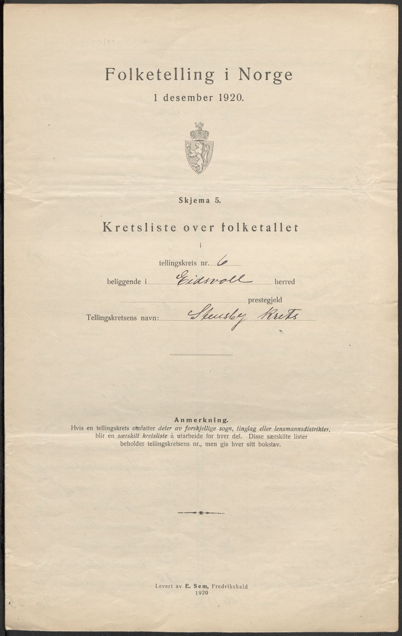 SAO, 1920 census for Eidsvoll, 1920, p. 26