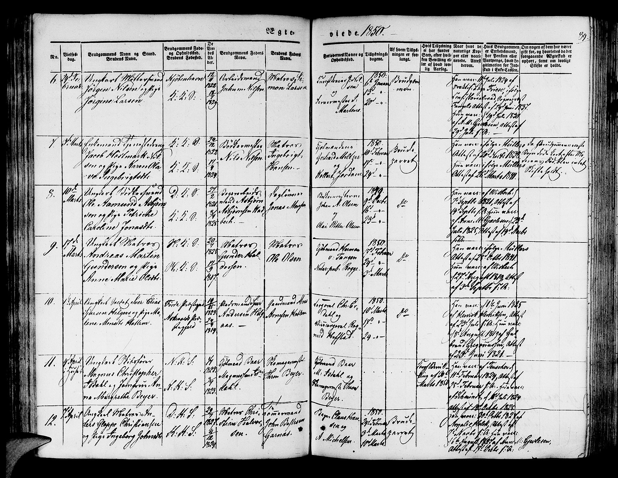 Korskirken sokneprestembete, AV/SAB-A-76101/H/Hab: Parish register (copy) no. D 1, 1840-1867, p. 89