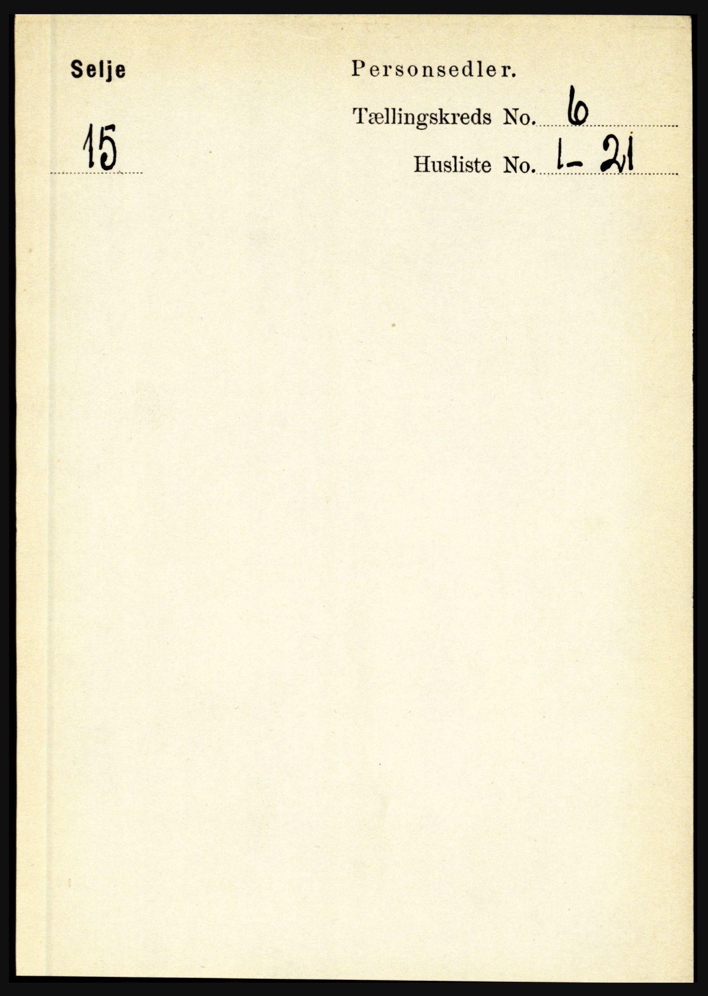 RA, 1891 census for 1441 Selje, 1891, p. 1663