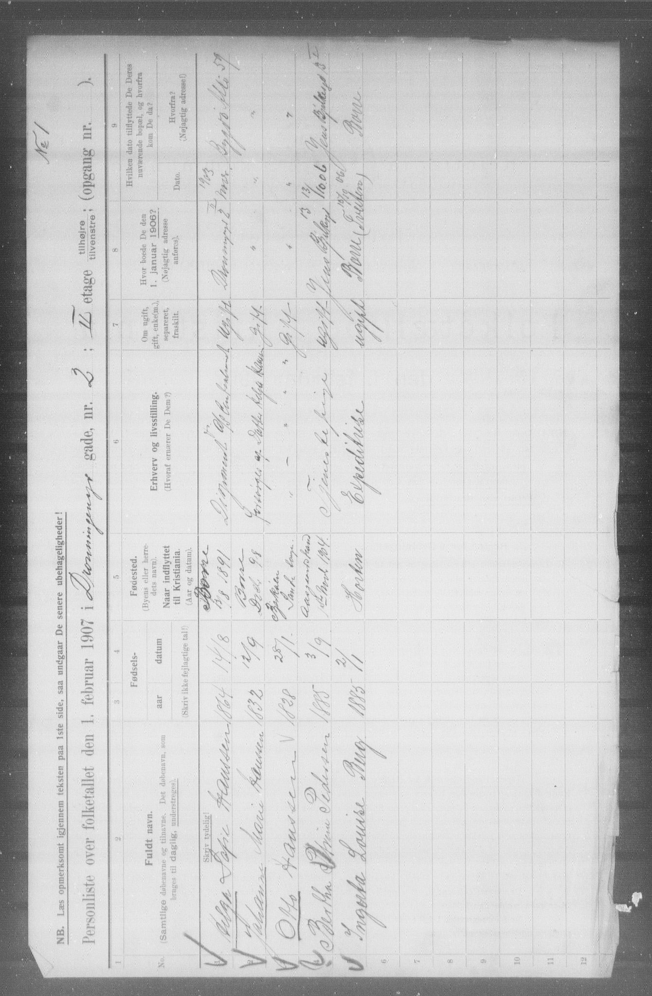 OBA, Municipal Census 1907 for Kristiania, 1907, p. 8749