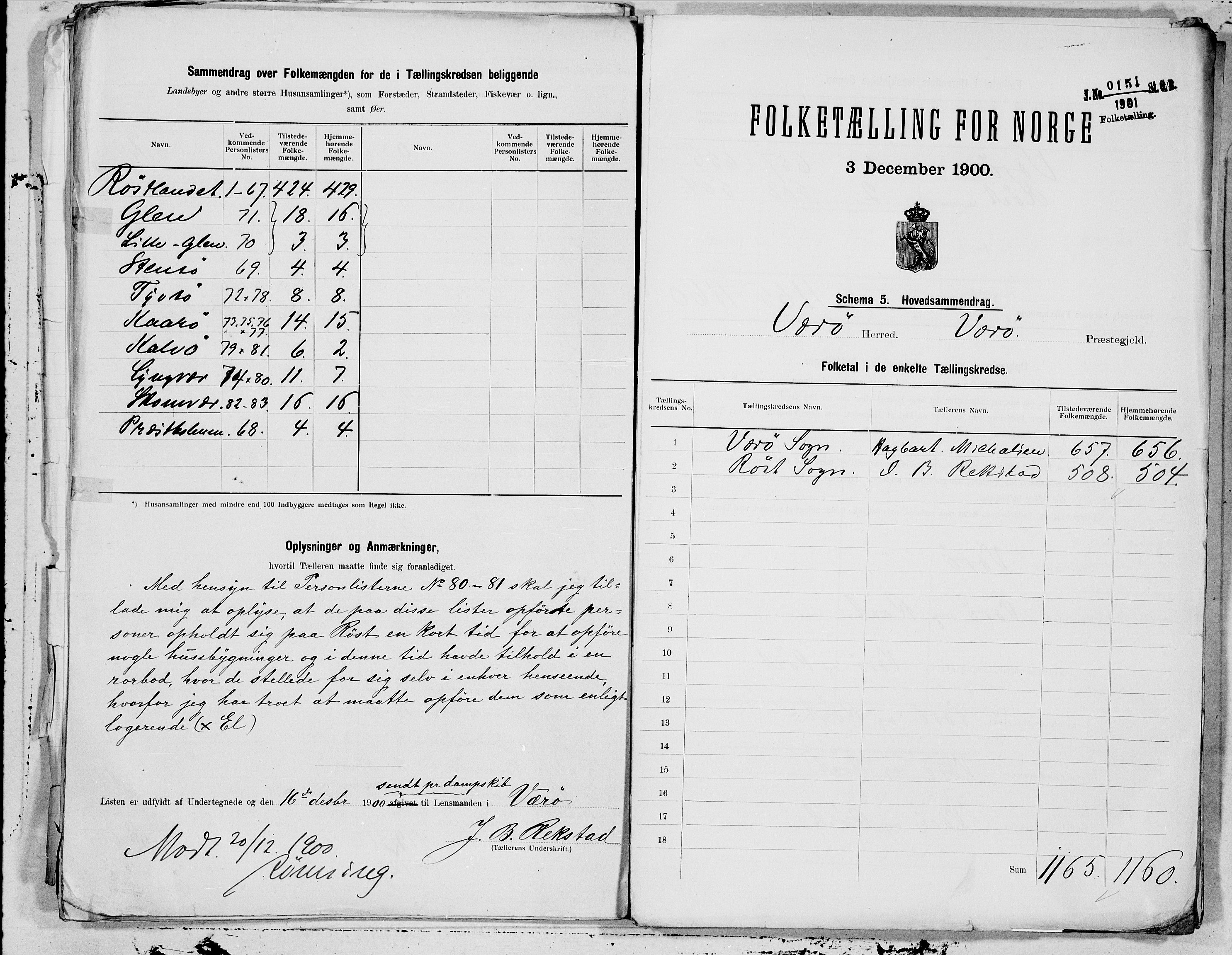 SAT, 1900 census for Værøy, 1900, p. 8