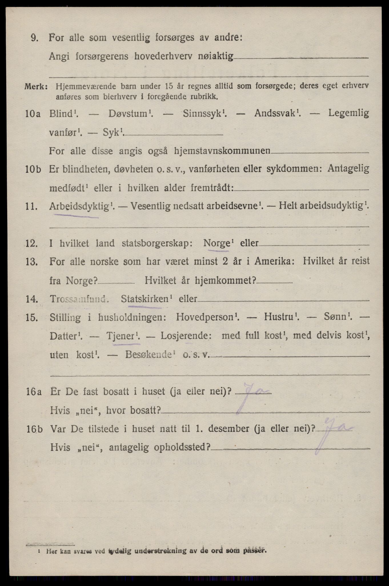 SAST, 1920 census for Bjerkreim, 1920, p. 3407