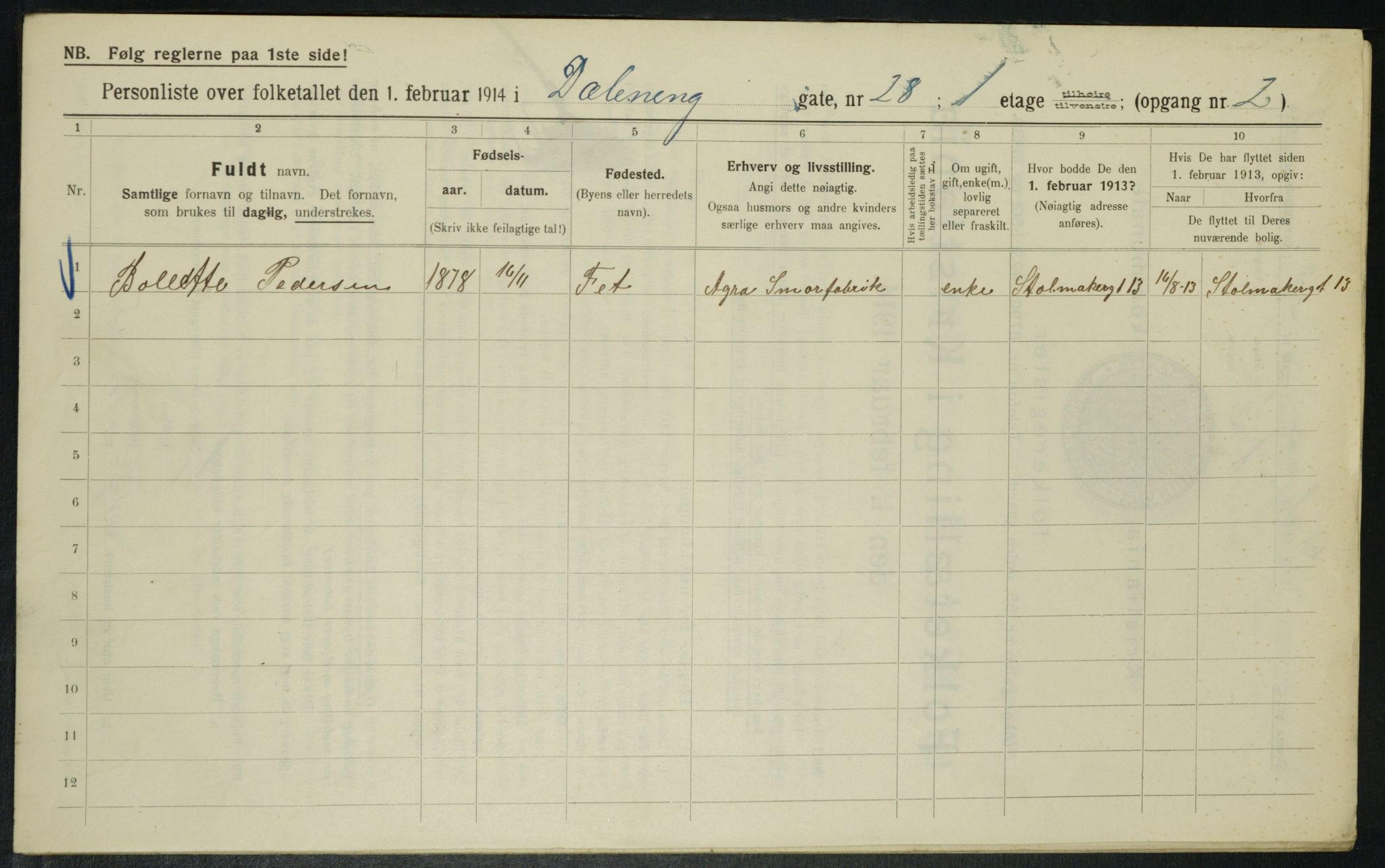 OBA, Municipal Census 1914 for Kristiania, 1914, p. 17743