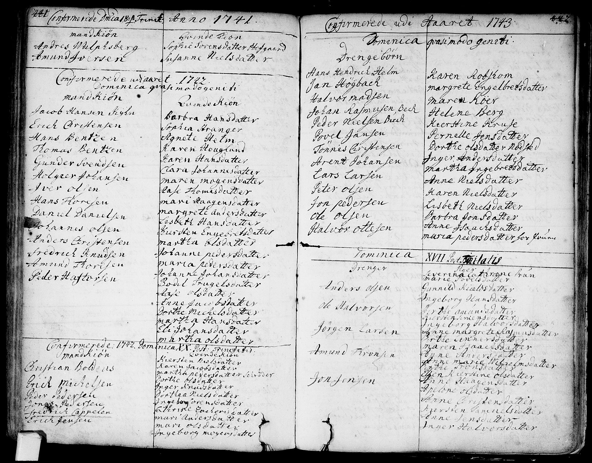 Bragernes kirkebøker, SAKO/A-6/F/Fa/L0004: Parish register (official) no. I 4, 1734-1759, p. 441-442