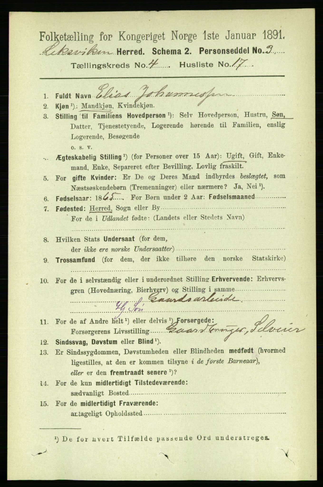RA, 1891 census for 1718 Leksvik, 1891, p. 2016