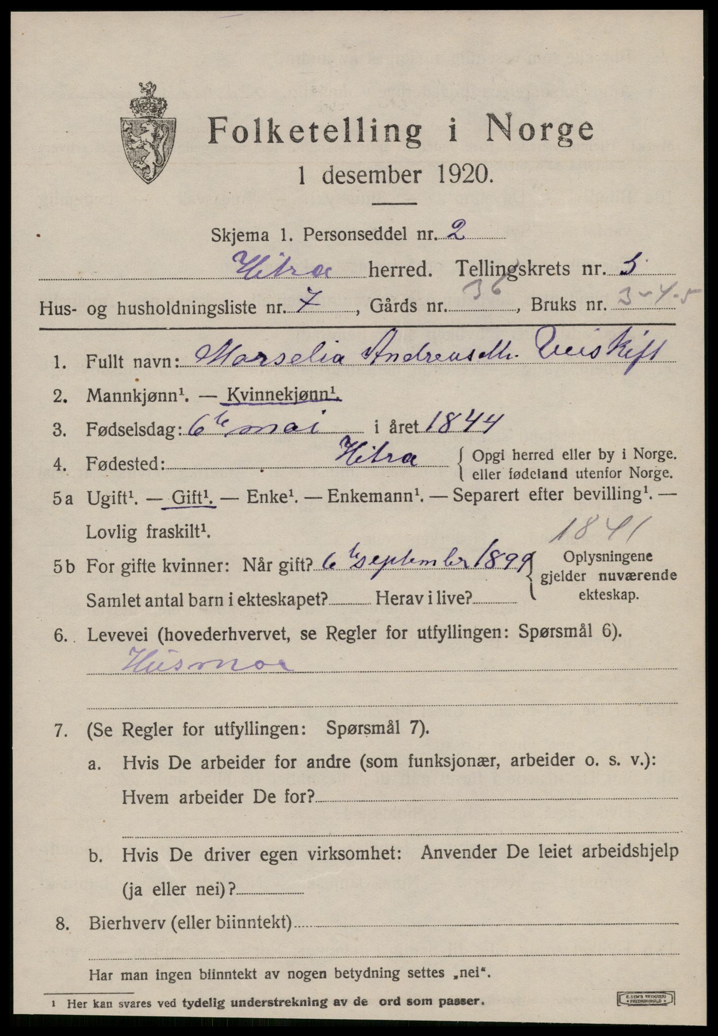 SAT, 1920 census for Hitra, 1920, p. 1785