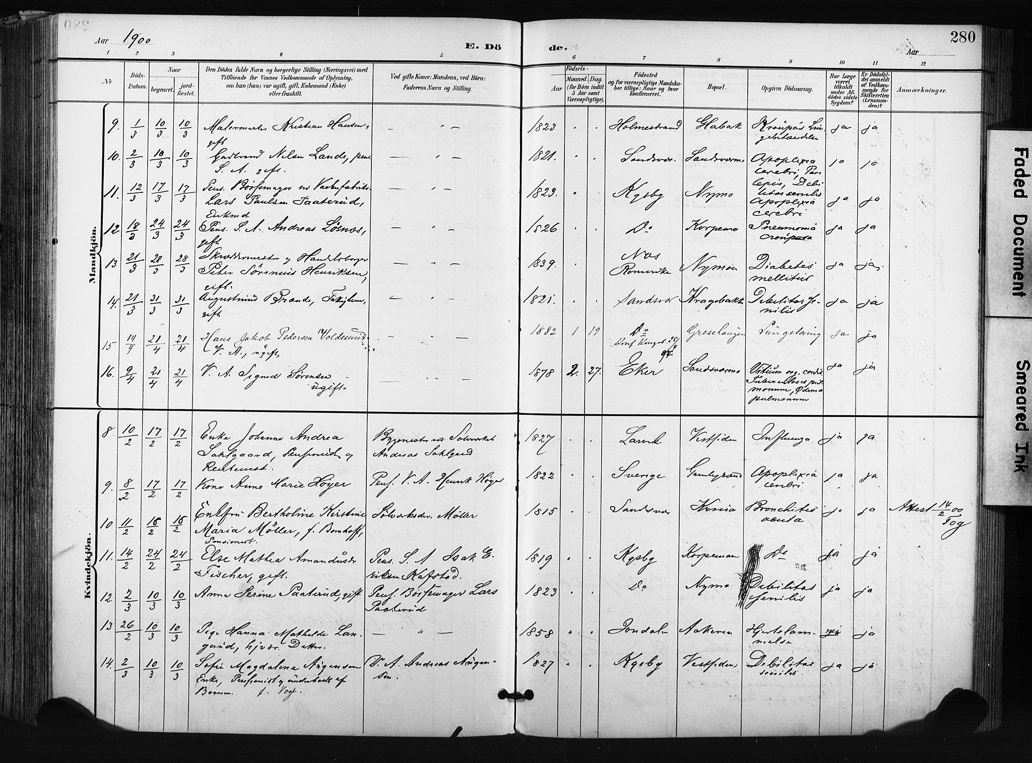 Kongsberg kirkebøker, AV/SAKO-A-22/F/Fb/L0003: Parish register (official) no. II 3, 1896-1905, p. 280