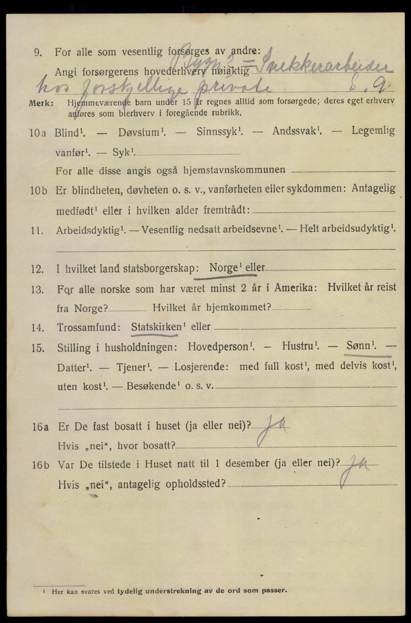 SAKO, 1920 census for Kragerø, 1920, p. 9058