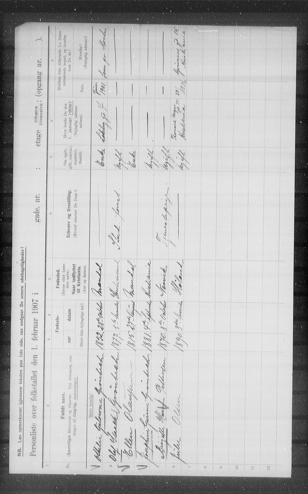 OBA, Municipal Census 1907 for Kristiania, 1907, p. 29938