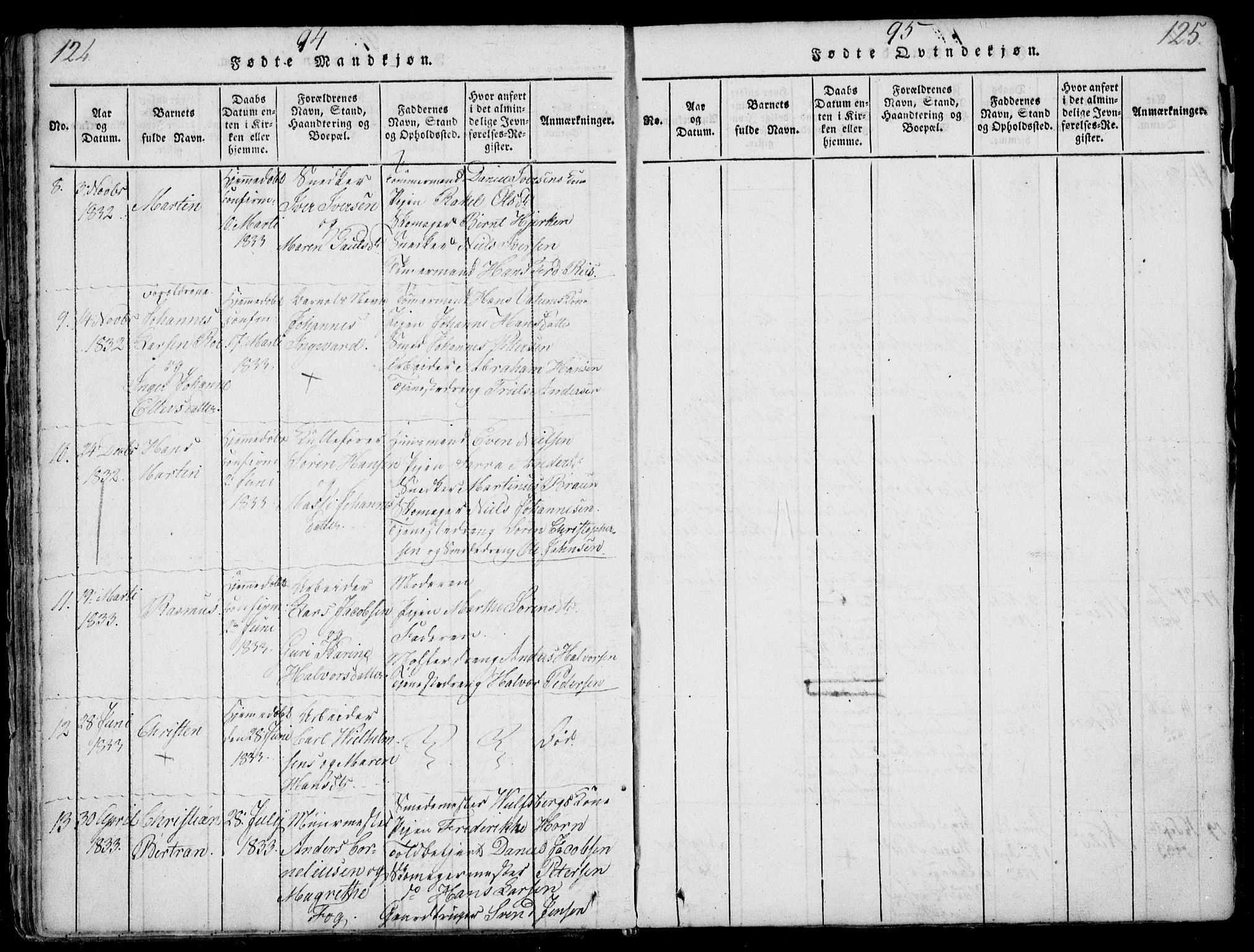 Larvik kirkebøker, AV/SAKO-A-352/F/Fb/L0002: Parish register (official) no. II 2, 1818-1842, p. 124-125