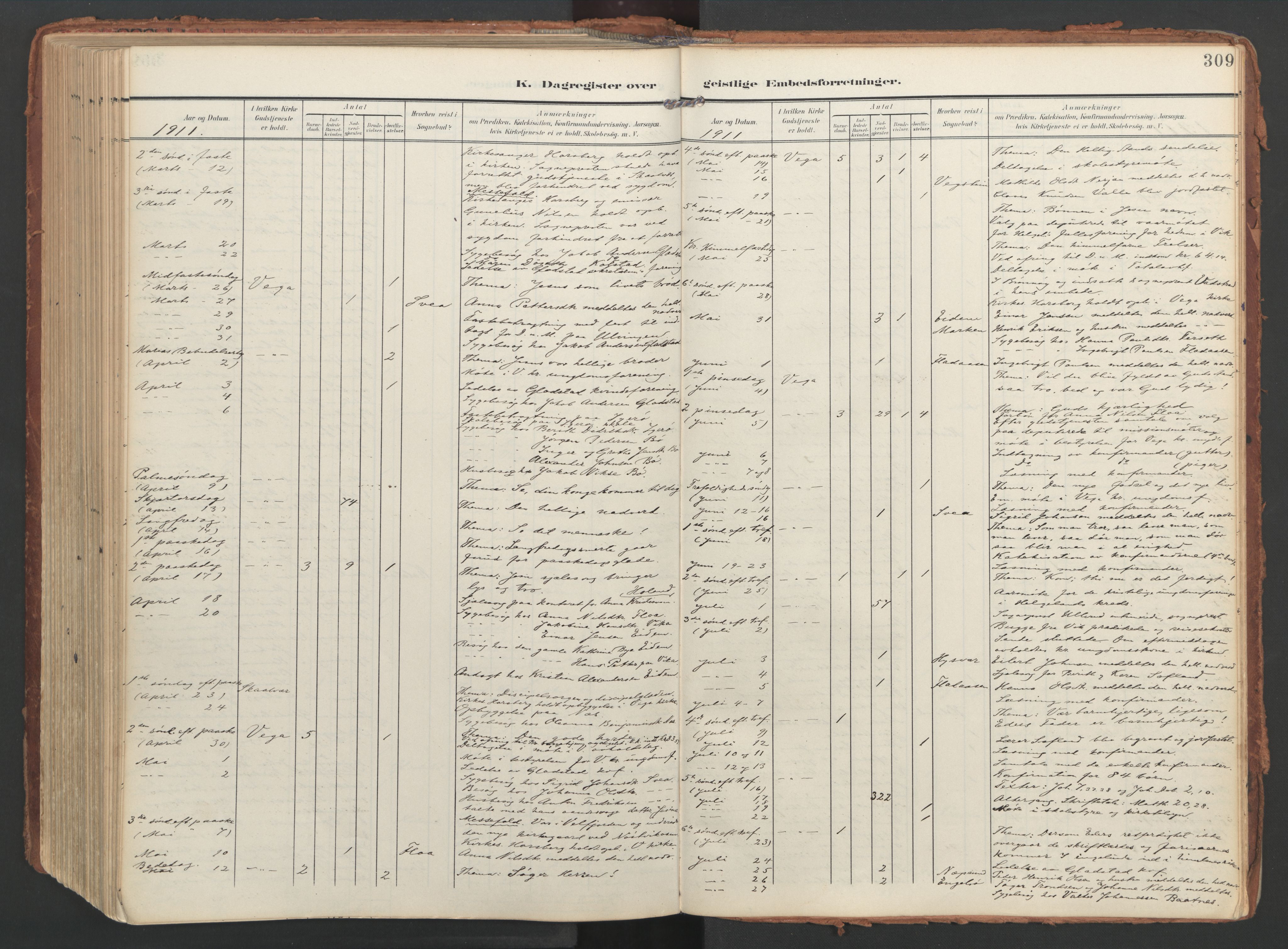 Ministerialprotokoller, klokkerbøker og fødselsregistre - Nordland, AV/SAT-A-1459/816/L0250: Parish register (official) no. 816A16, 1903-1923, p. 309