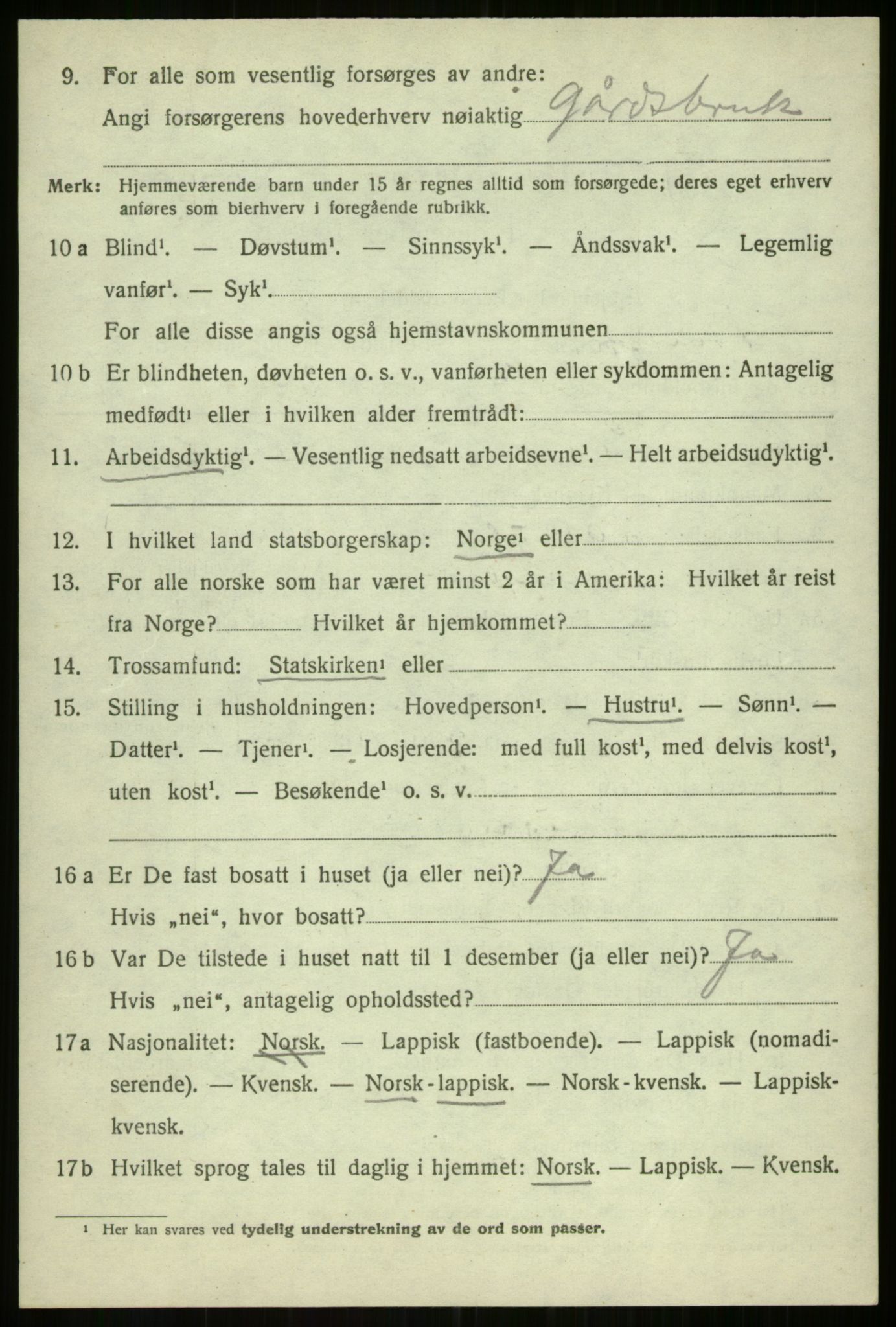 SATØ, 1920 census for Balsfjord, 1920, p. 3185