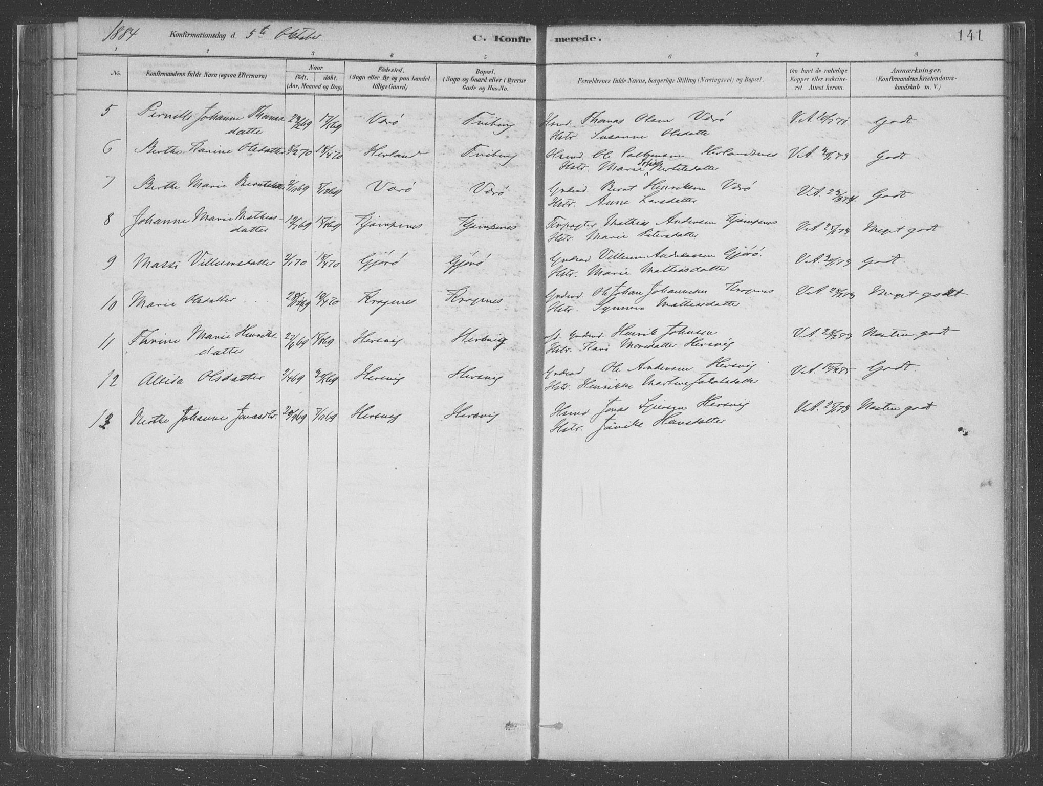 Askvoll sokneprestembete, SAB/A-79501/H/Haa/Haac/L0001: Parish register (official) no. C  1, 1879-1922, p. 141