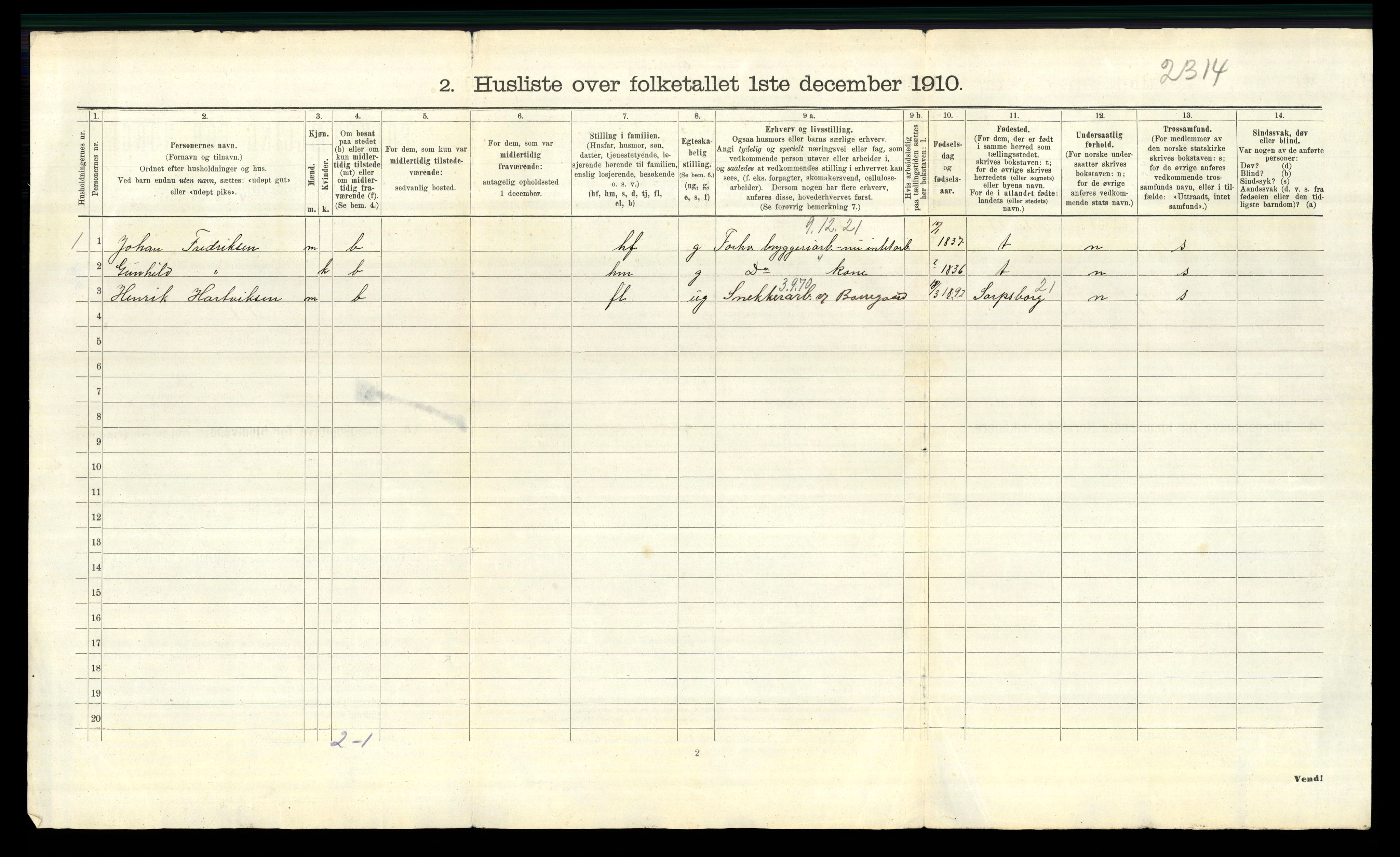 RA, 1910 census for Tune, 1910, p. 731