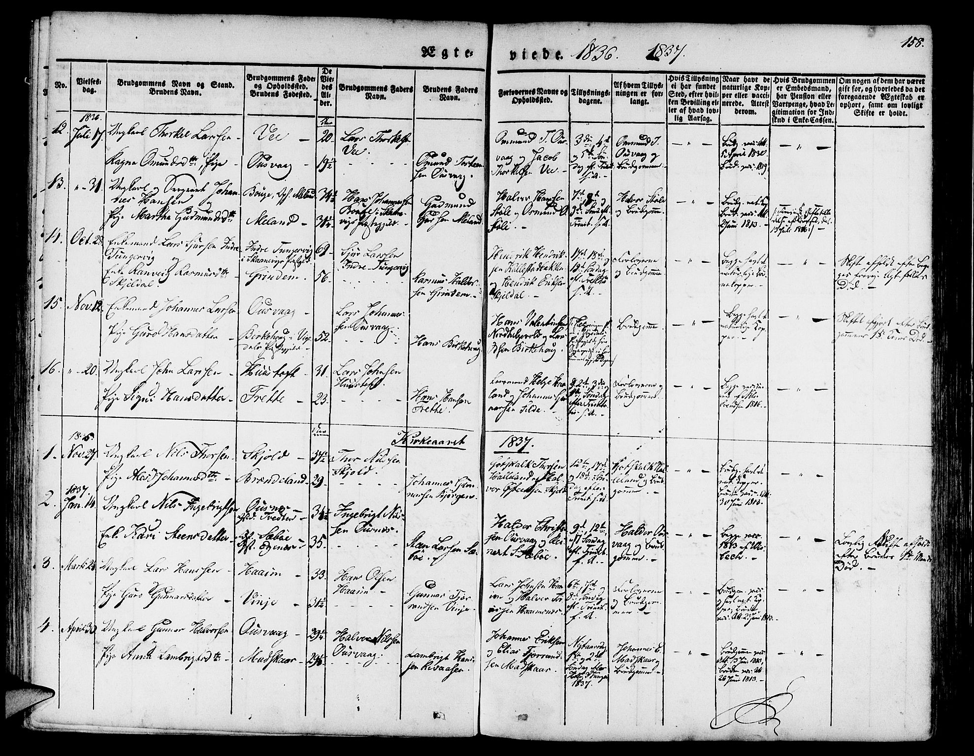 Etne sokneprestembete, SAB/A-75001/H/Haa: Parish register (official) no. A 7, 1831-1847, p. 158
