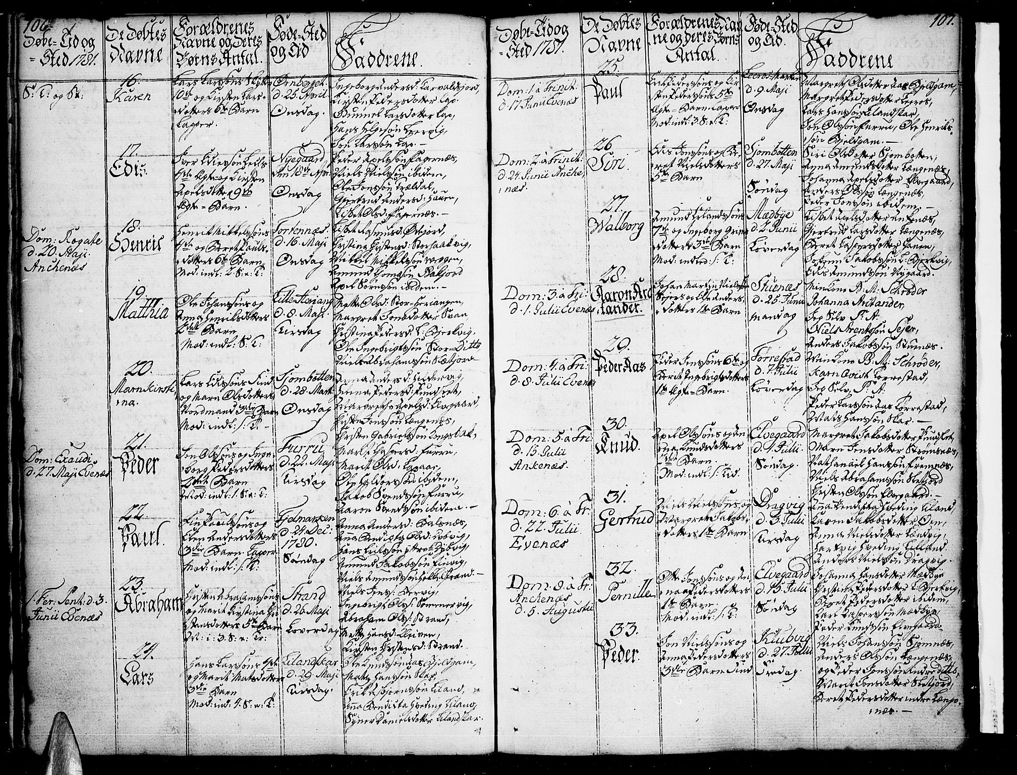 Ministerialprotokoller, klokkerbøker og fødselsregistre - Nordland, AV/SAT-A-1459/863/L0892: Parish register (official) no. 863A04, 1765-1794, p. 106-107