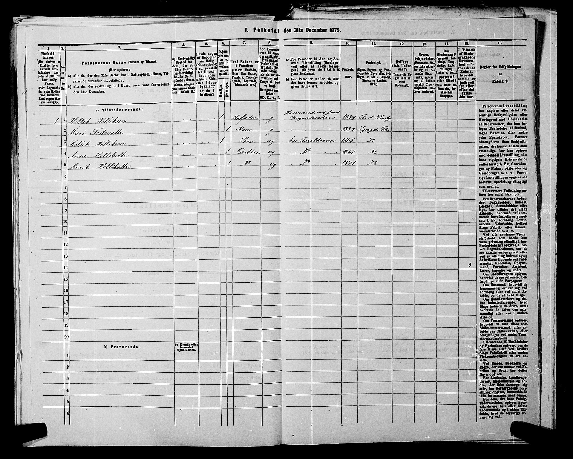 SAKO, 1875 census for 0631P Flesberg, 1875, p. 772