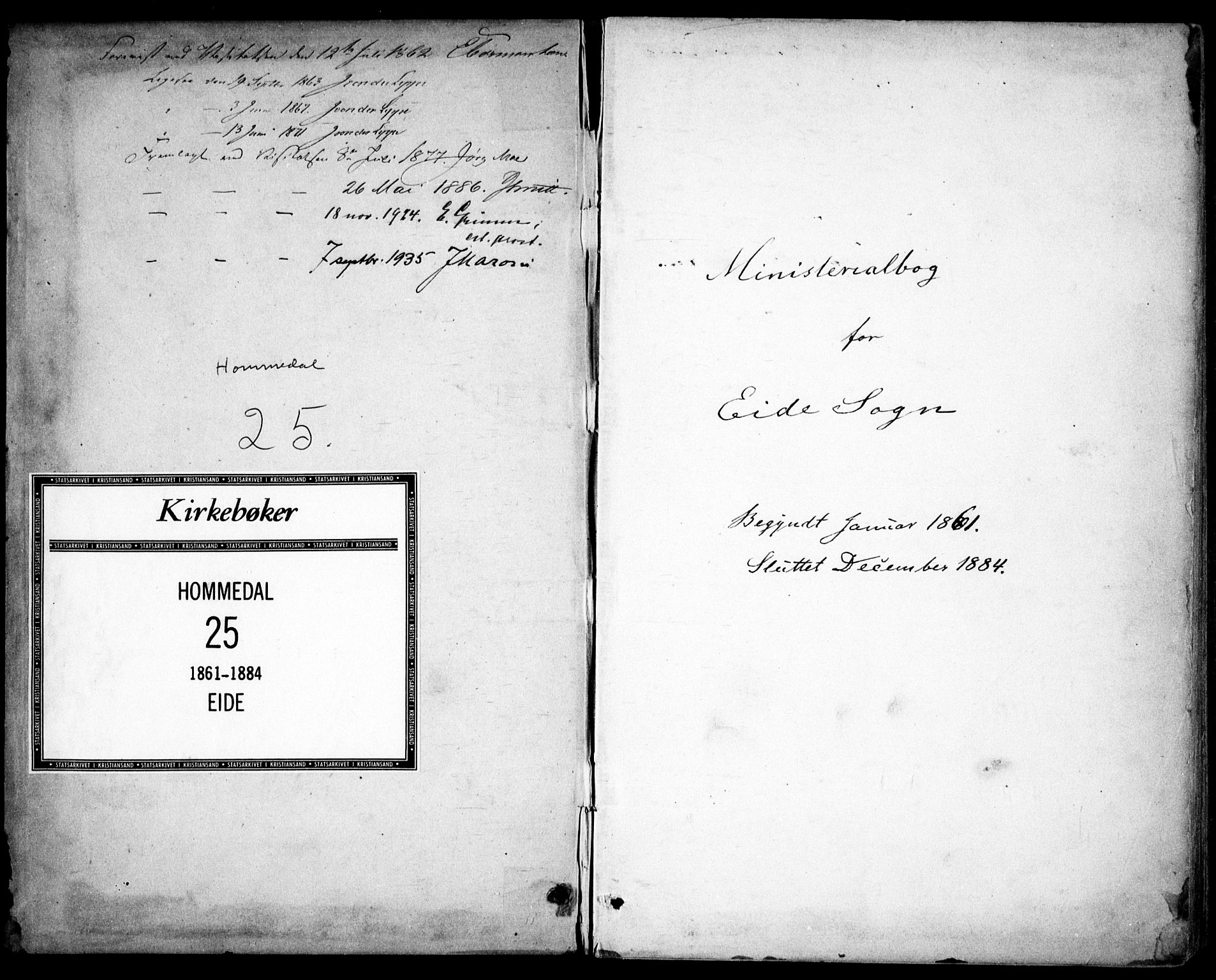 Hommedal sokneprestkontor, SAK/1111-0023/F/Fa/Faa/L0002: Parish register (official) no. A 2, 1861-1884