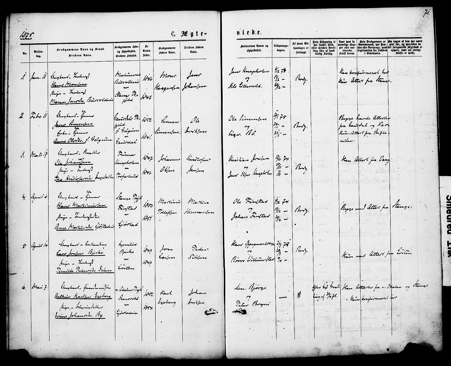 Romedal prestekontor, SAH/PREST-004/K/L0007: Parish register (official) no. 7, 1875-1879, p. 71