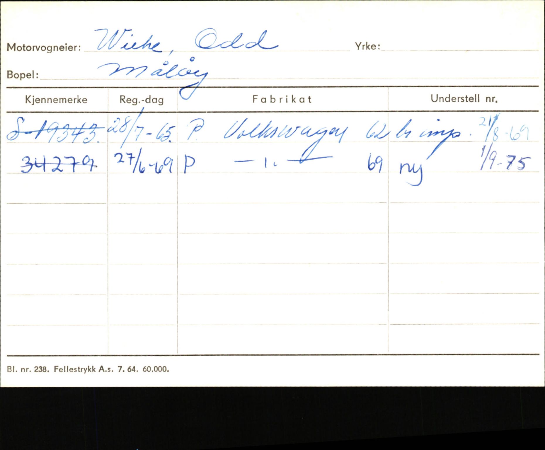 Statens vegvesen, Sogn og Fjordane vegkontor, SAB/A-5301/4/F/L0145: Registerkort Vågsøy S-Å. Årdal I-P, 1945-1975, p. 768