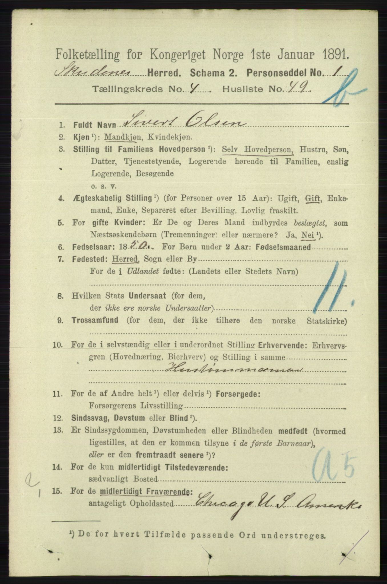 RA, 1891 census for 1150 Skudenes, 1891, p. 4802