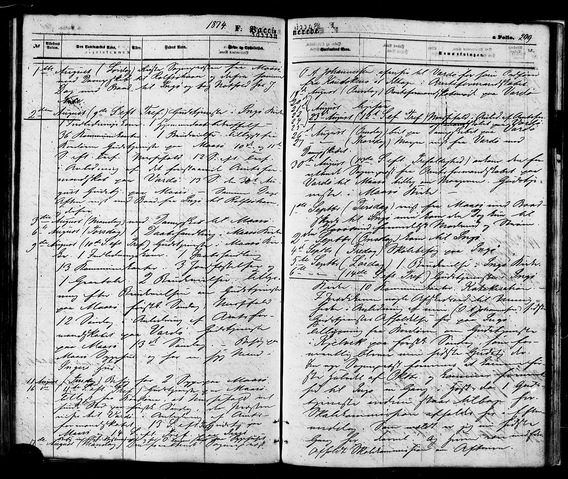 Måsøy sokneprestkontor, AV/SATØ-S-1348/H/Ha/L0003kirke: Parish register (official) no. 3, 1866-1877, p. 209