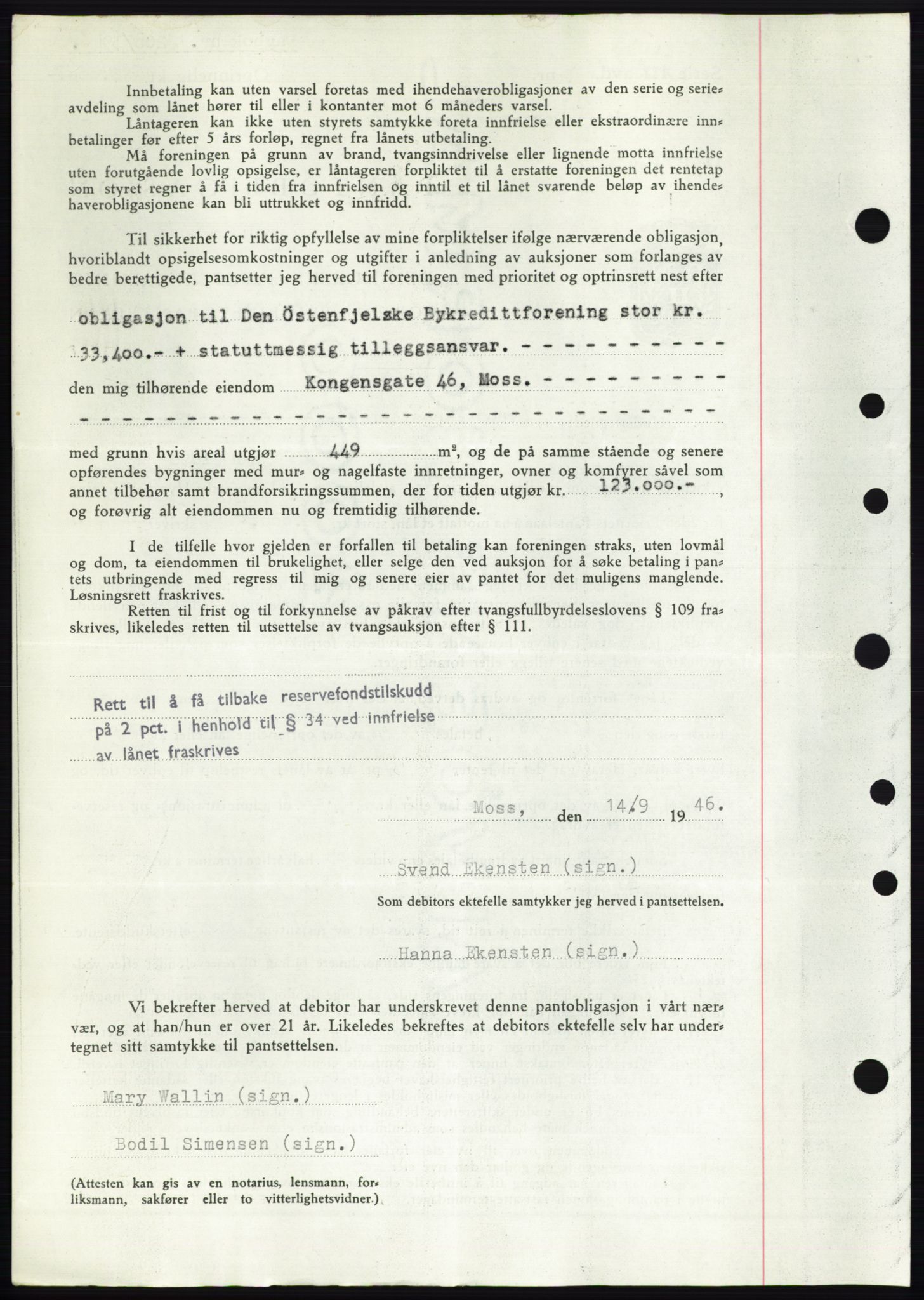 Moss sorenskriveri, SAO/A-10168: Mortgage book no. B15, 1946-1946, Diary no: : 2208/1946