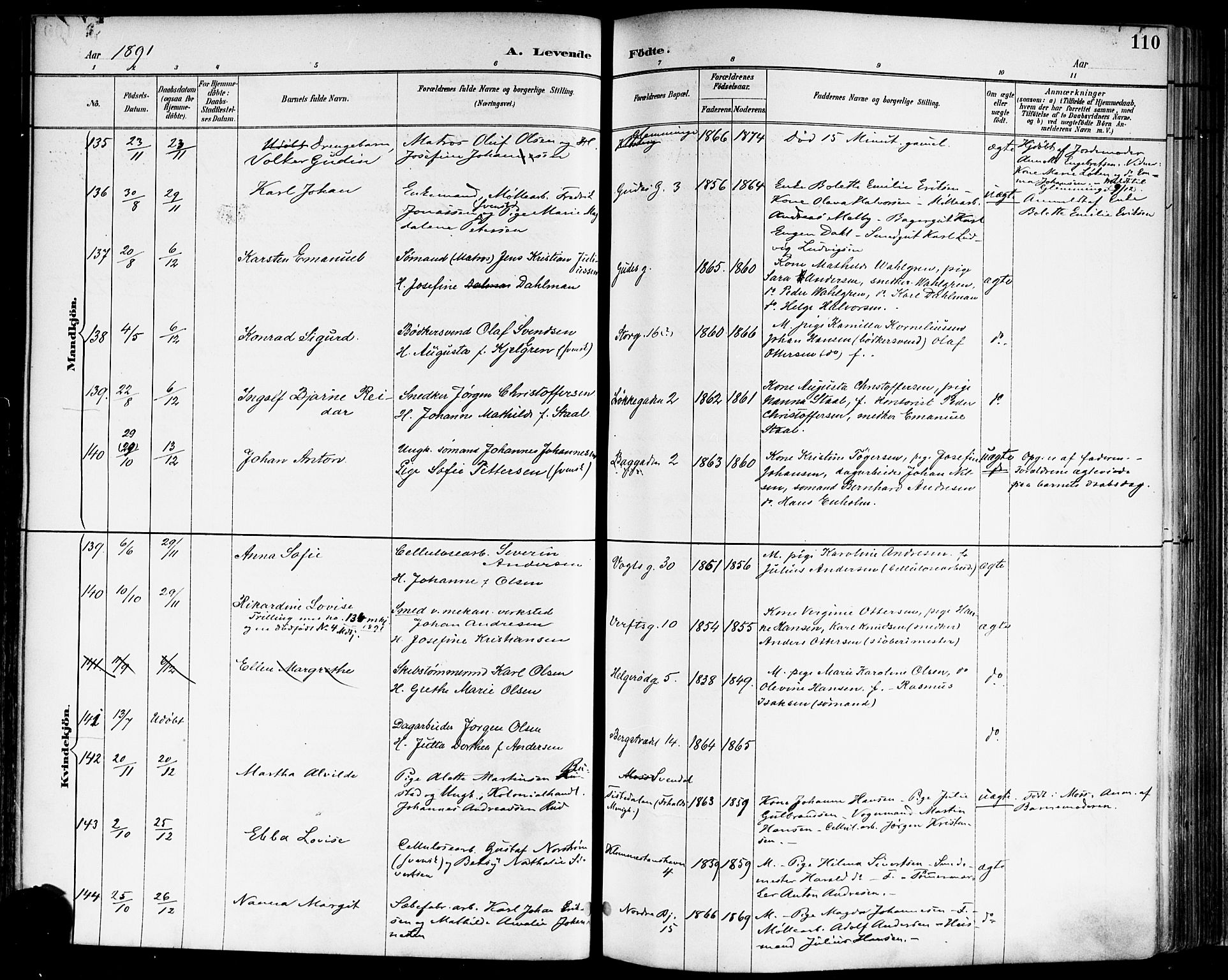 Moss prestekontor Kirkebøker, SAO/A-2003/F/Fb/L0002a: Parish register (official) no. II 2A, 1887-1893, p. 110
