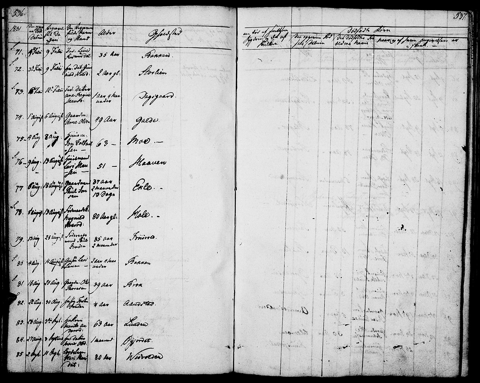 Lom prestekontor, SAH/PREST-070/K/L0005: Parish register (official) no. 5, 1825-1837, p. 536-537