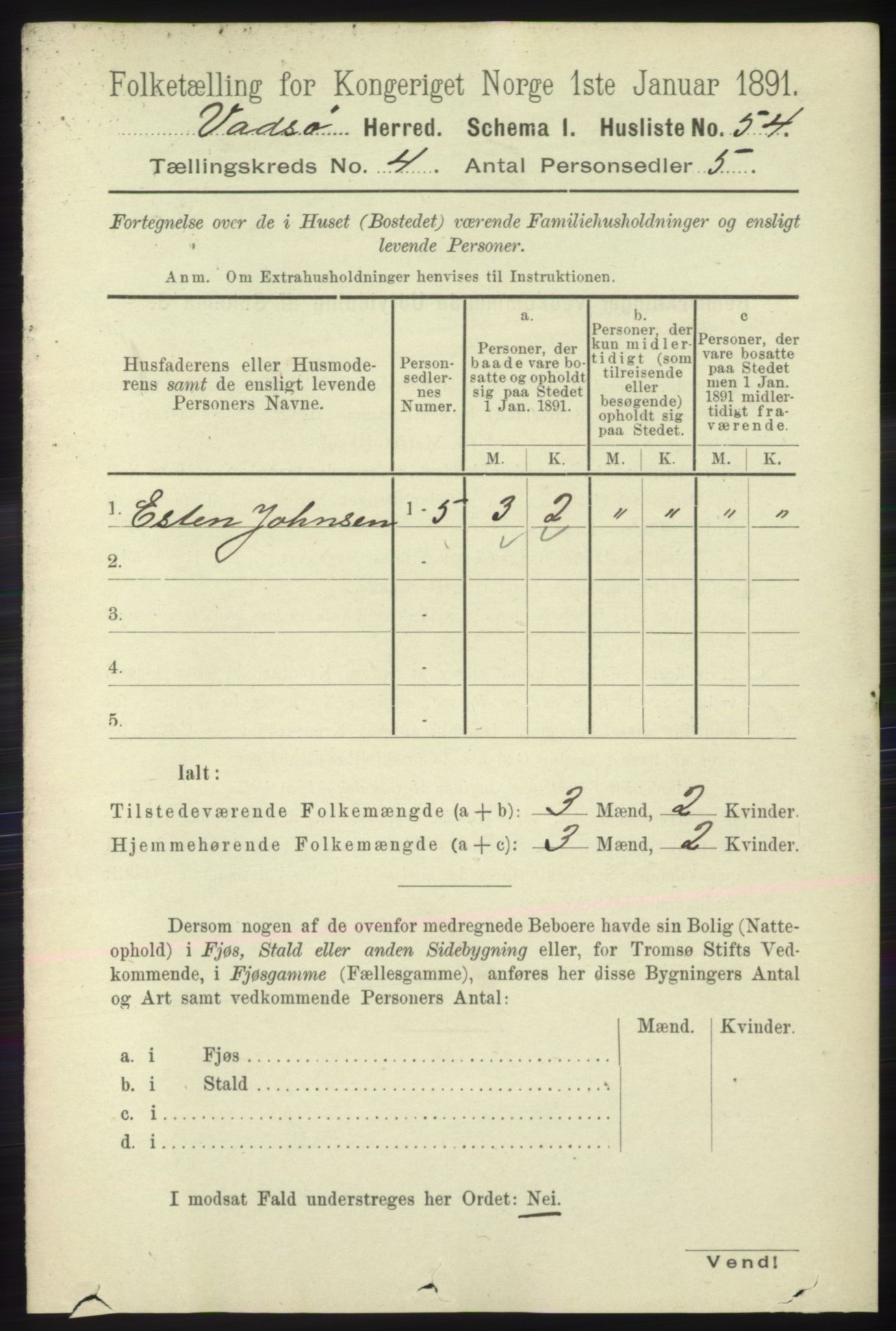 RA, 1891 census for 2029 Vadsø, 1891, p. 1197