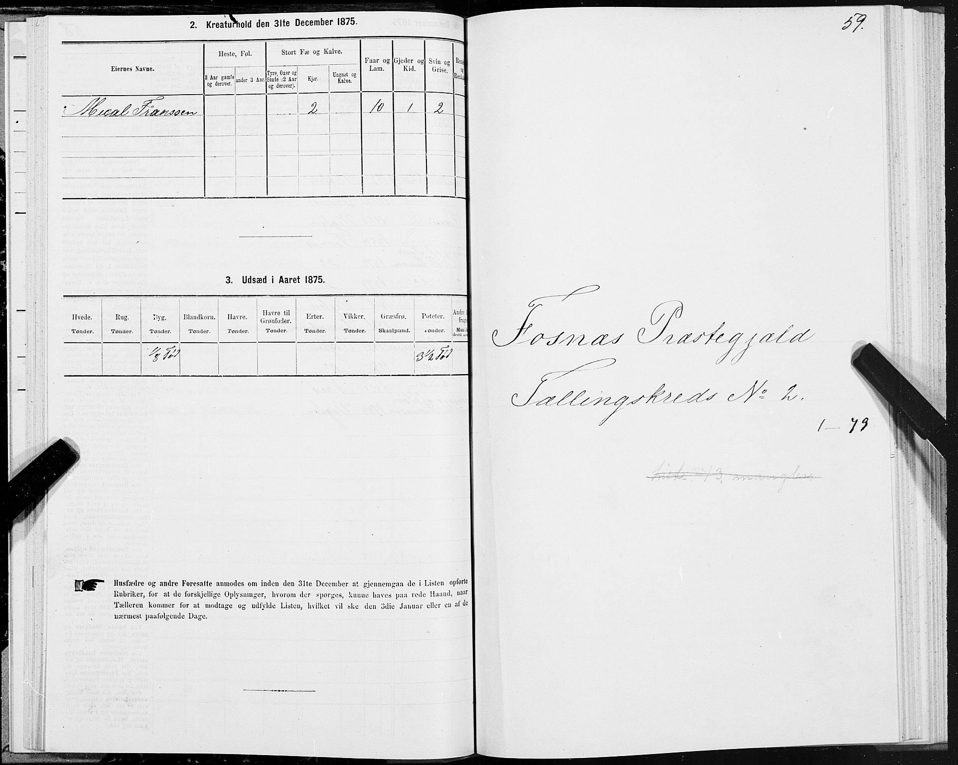 SAT, 1875 census for 1748P Fosnes, 1875, p. 1059