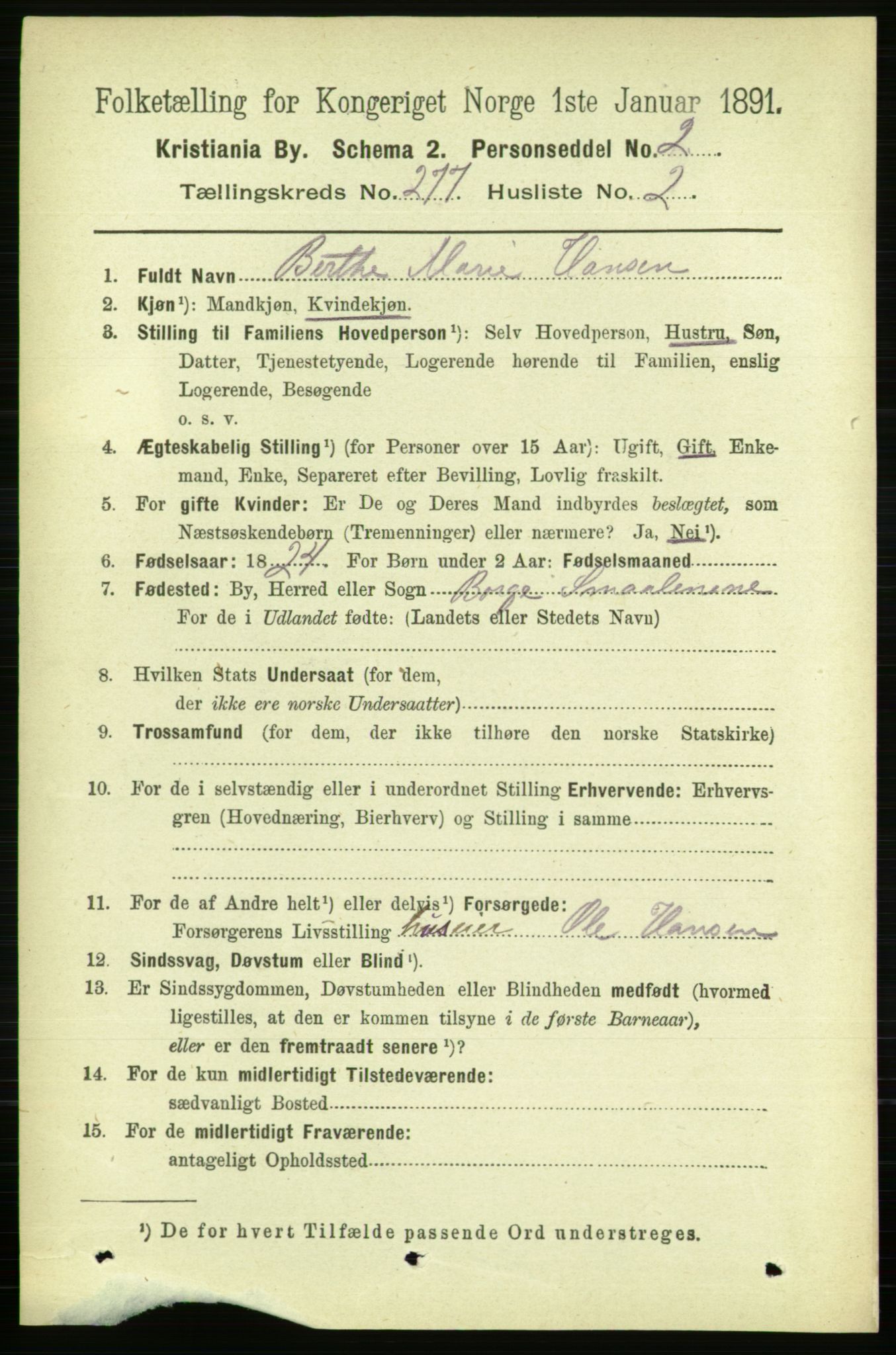 RA, 1891 census for 0301 Kristiania, 1891, p. 168088