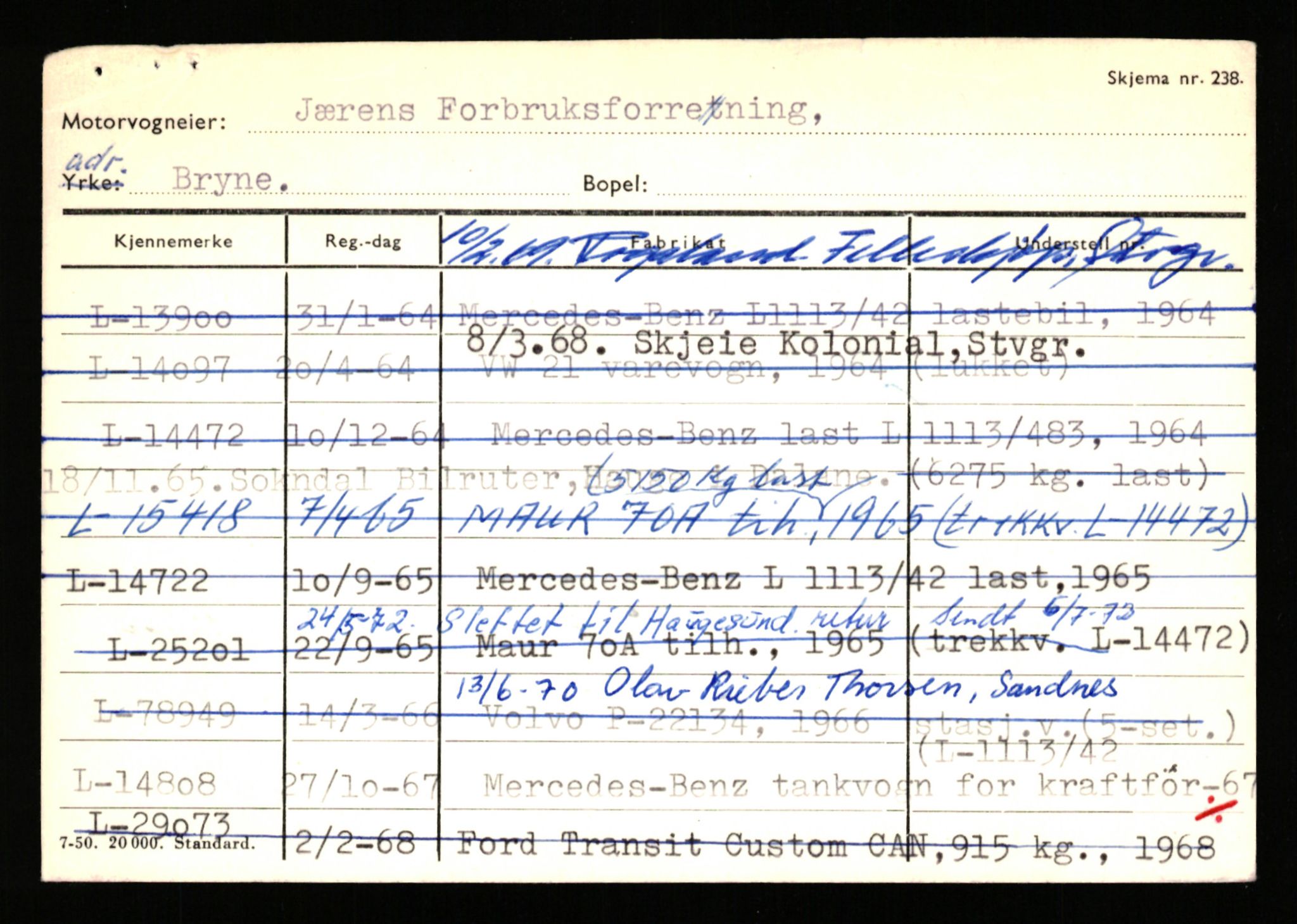 Stavanger trafikkstasjon, AV/SAST-A-101942/0/H/L0019: Jonassen - Kersbergen, 1930-1971, p. 1165