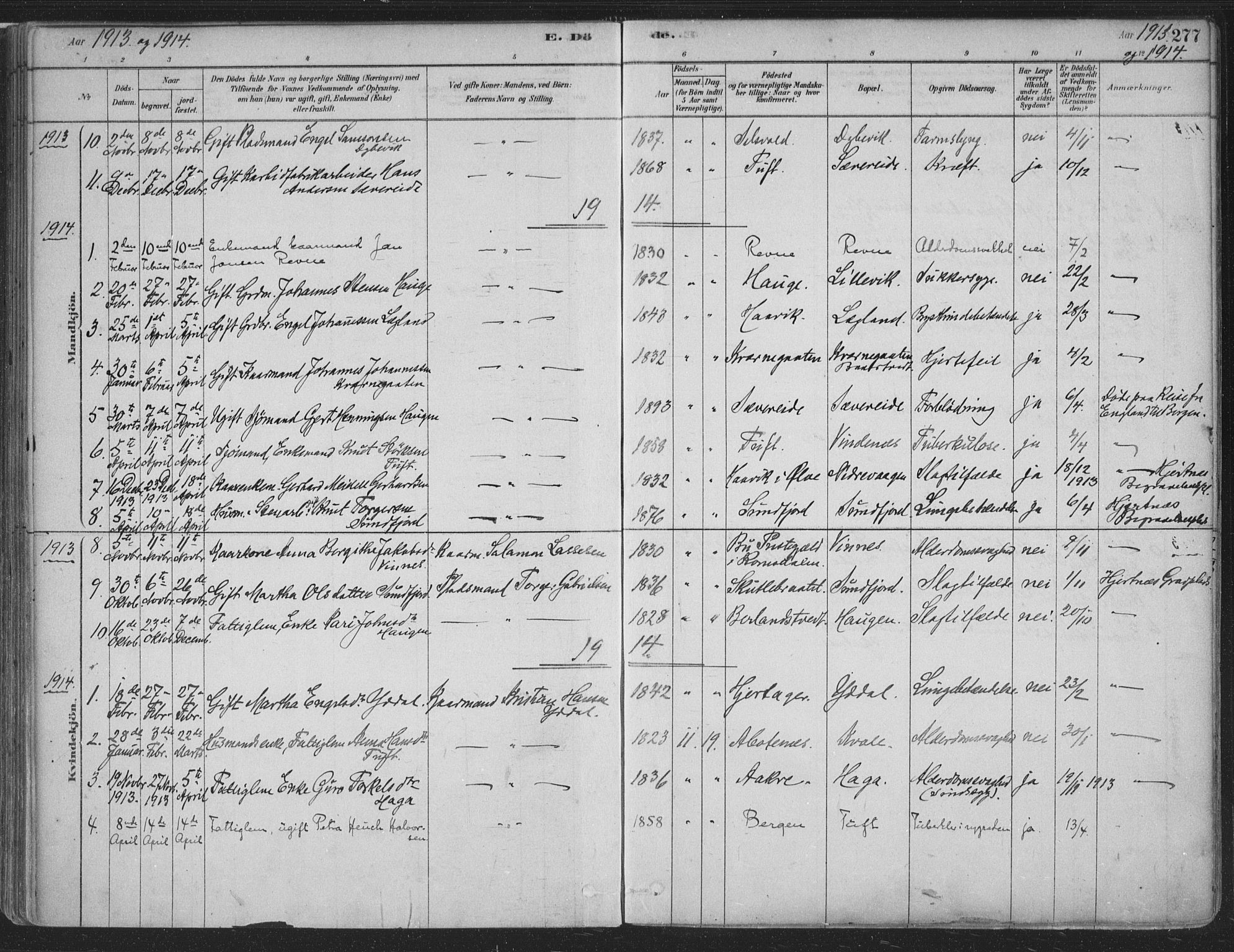 Fusa sokneprestembete, SAB/A-75401/H/Haa: Parish register (official) no. D 1, 1880-1938, p. 277