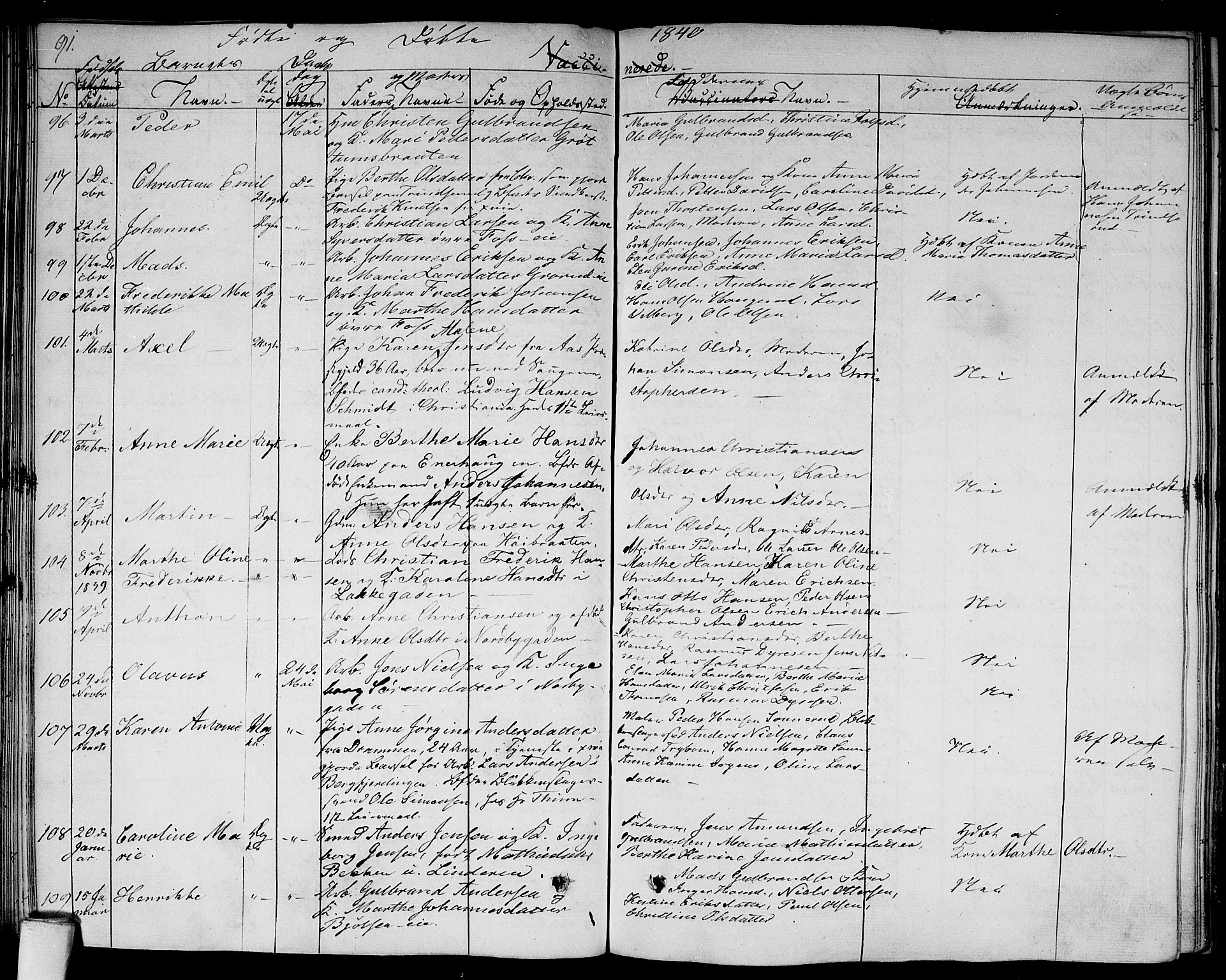 Aker prestekontor kirkebøker, SAO/A-10861/F/L0016: Parish register (official) no. 16, 1827-1841, p. 91