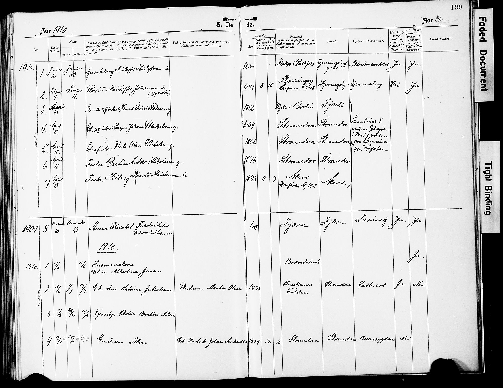 Ministerialprotokoller, klokkerbøker og fødselsregistre - Nordland, SAT/A-1459/803/L0077: Parish register (copy) no. 803C04, 1897-1930, p. 190