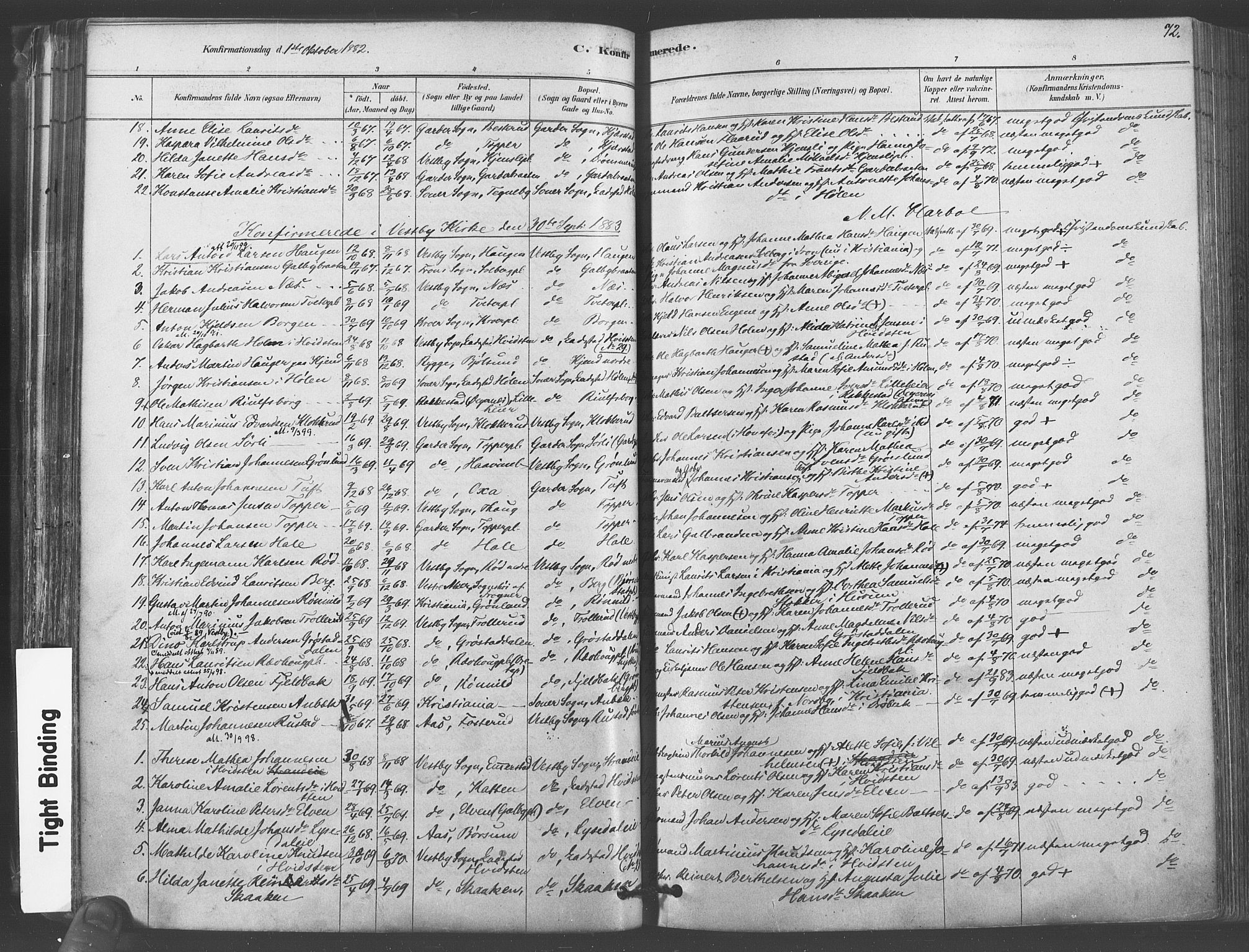 Vestby prestekontor Kirkebøker, AV/SAO-A-10893/F/Fa/L0009: Parish register (official) no. I 9, 1878-1900, p. 72