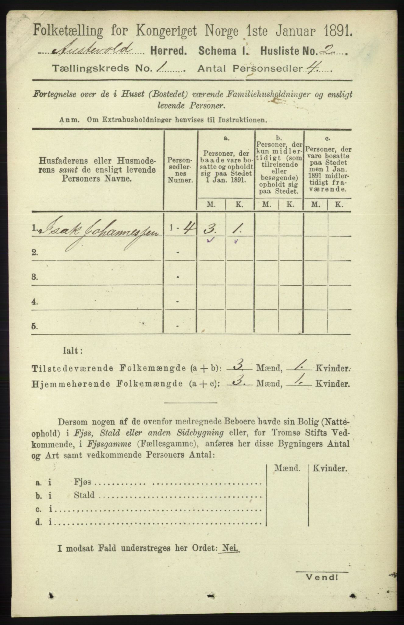 RA, 1891 census for 1244 Austevoll, 1891, p. 19
