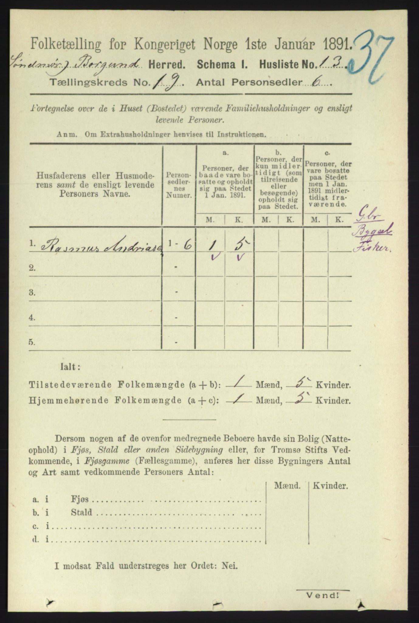 RA, 1891 census for 1531 Borgund, 1891, p. 5955