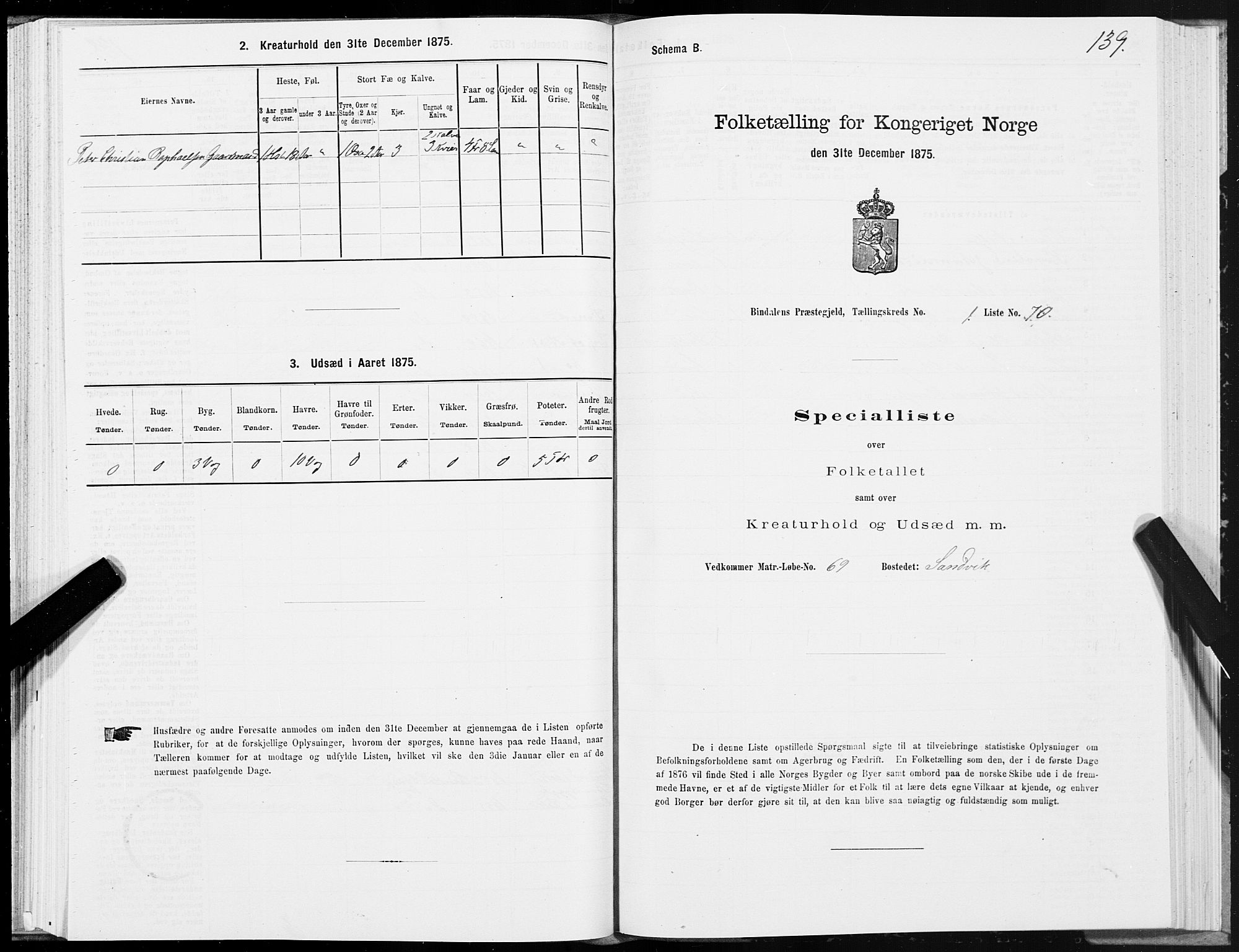 SAT, 1875 census for 1811P Bindal, 1875, p. 1139