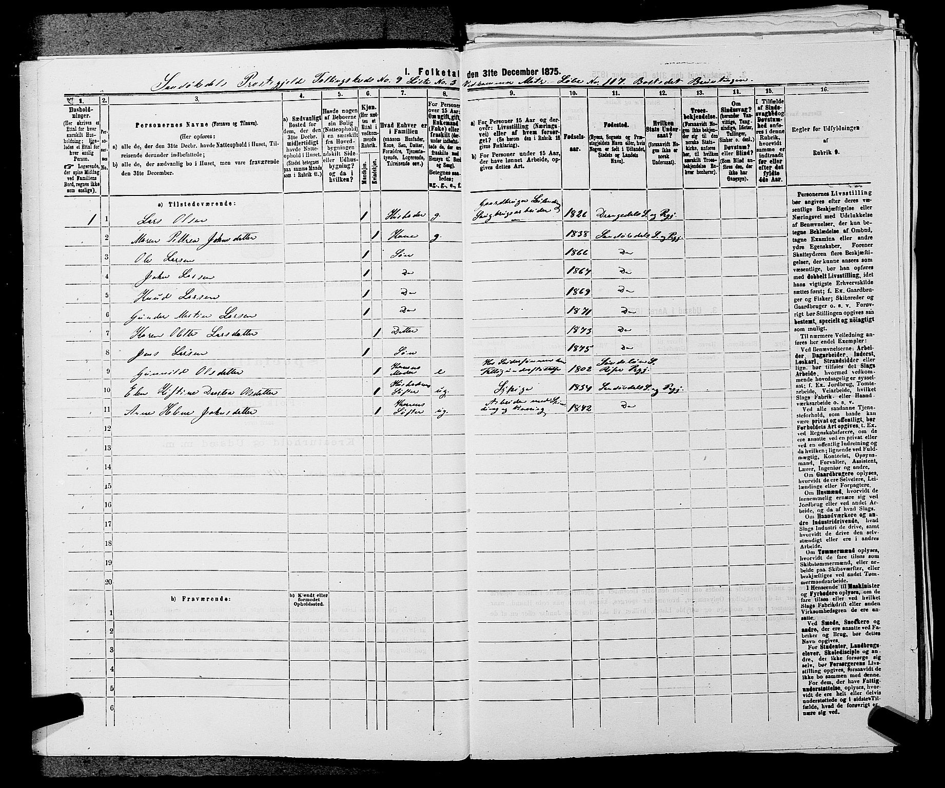 SAKO, 1875 census for 0816P Sannidal, 1875, p. 642