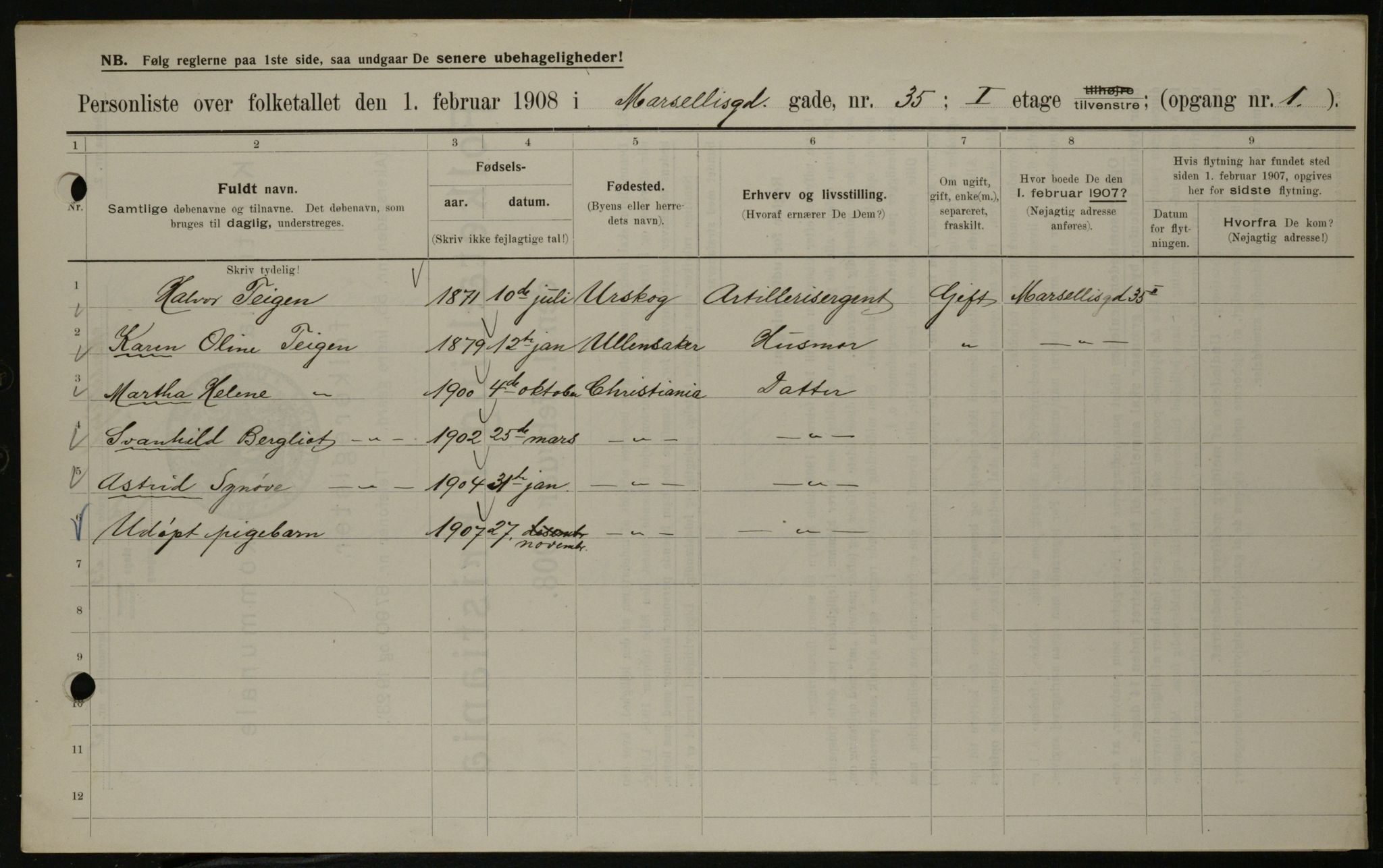 OBA, Municipal Census 1908 for Kristiania, 1908, p. 57994