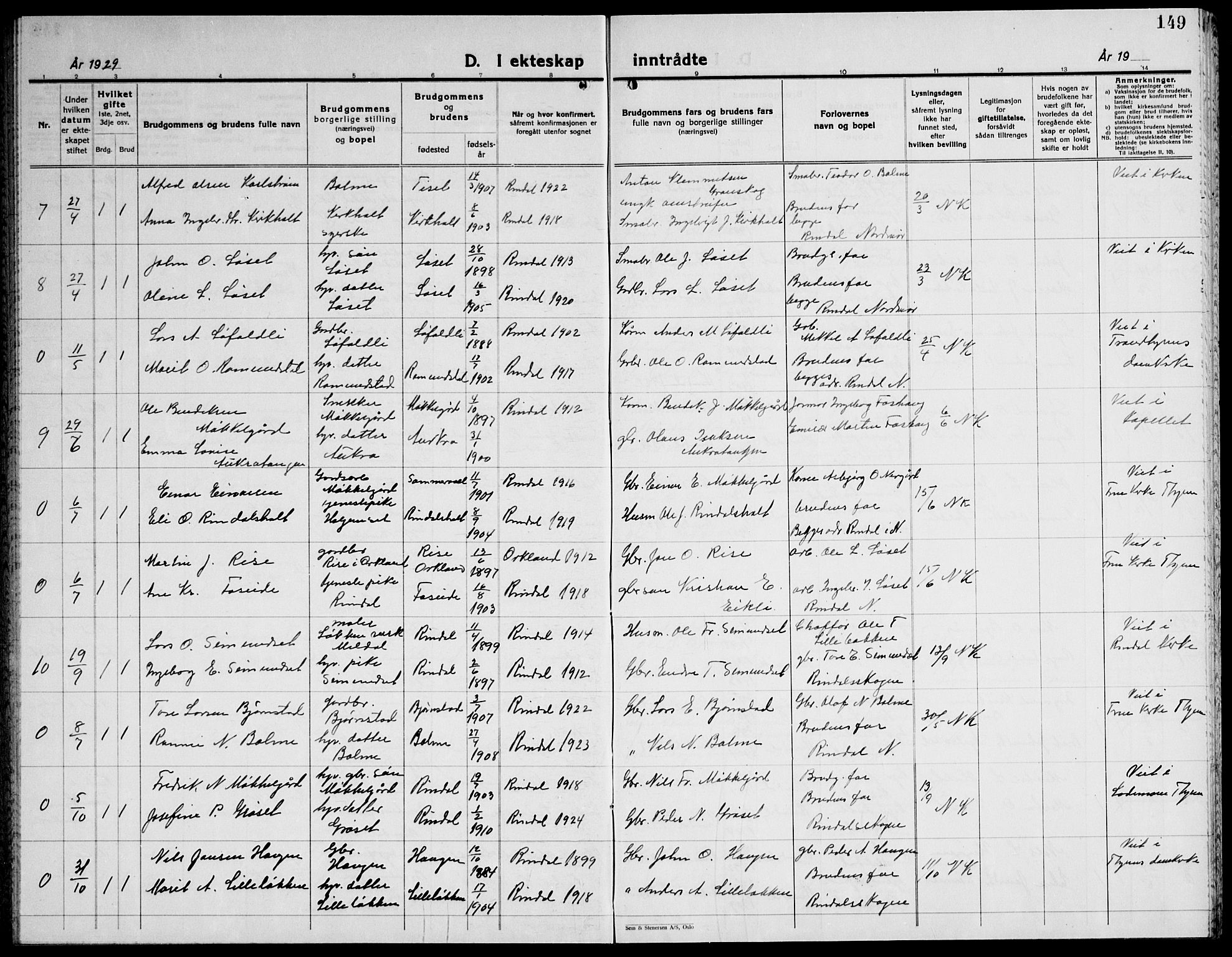 Ministerialprotokoller, klokkerbøker og fødselsregistre - Møre og Romsdal, AV/SAT-A-1454/598/L1080: Parish register (copy) no. 598C05, 1927-1944, p. 149