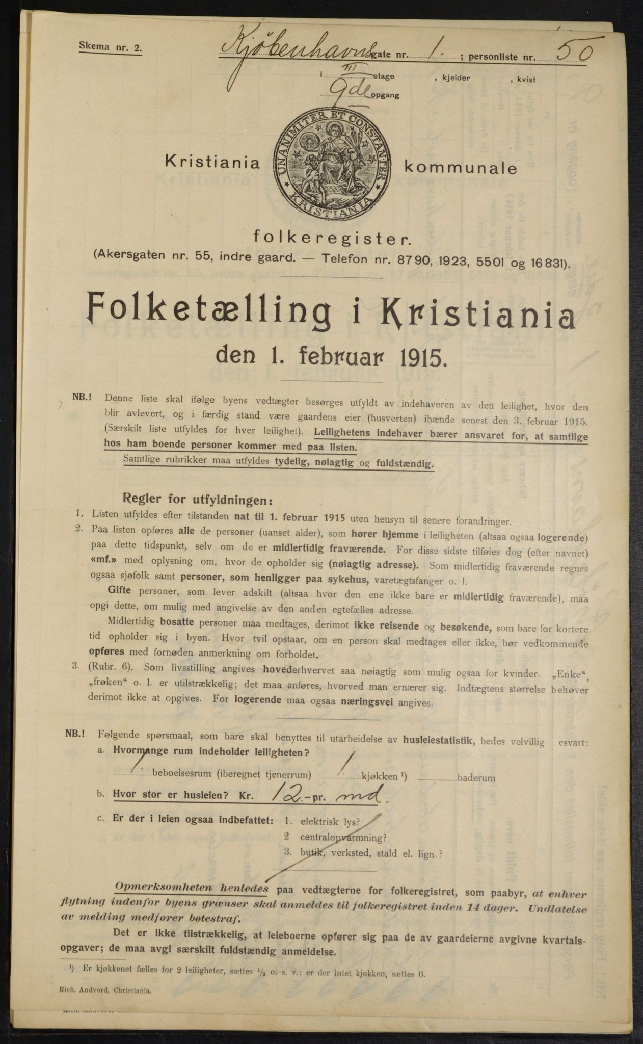 OBA, Municipal Census 1915 for Kristiania, 1915, p. 54494